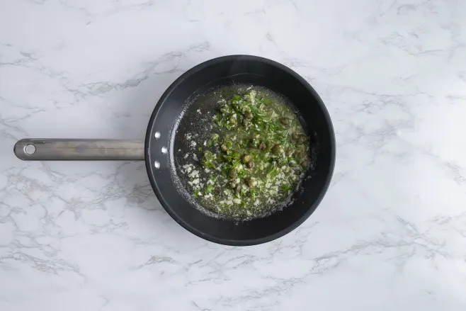 Make garlic caper butter