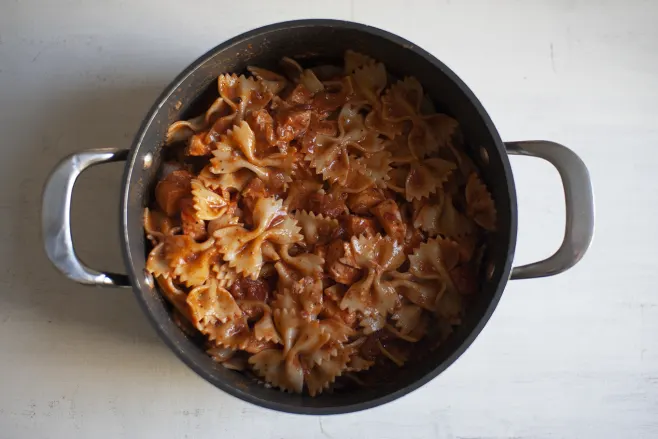 Add pasta and finish