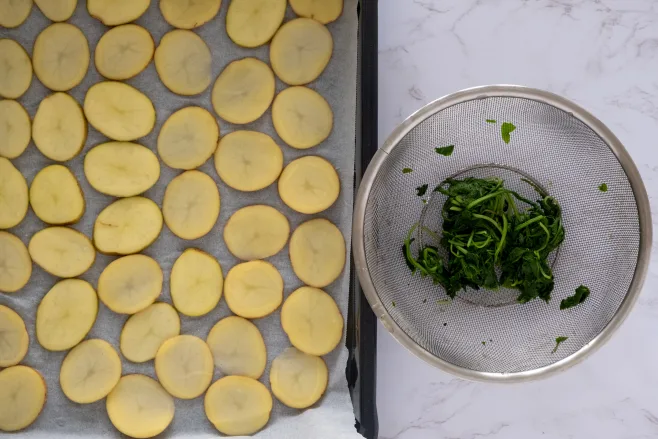 Potatoes and spinach