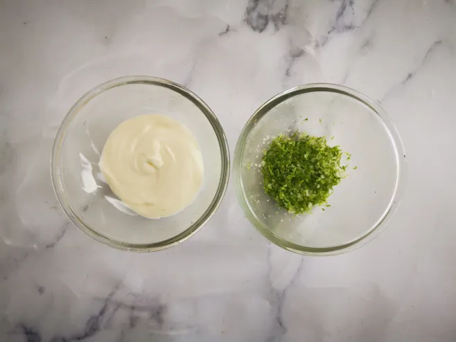 Prep lime mayo and lime salt