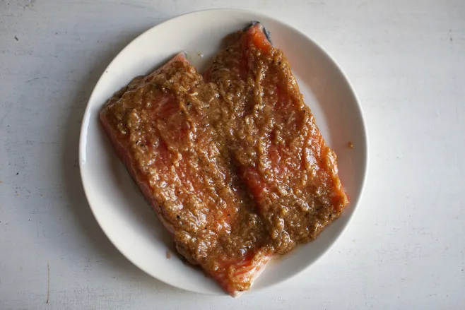 Marinate salmon