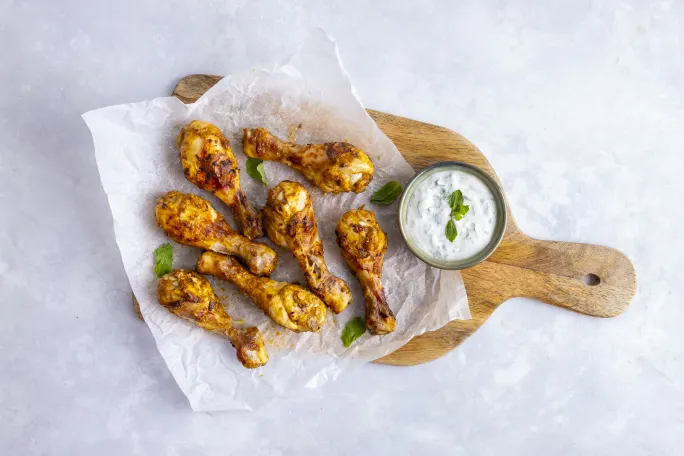 Tandoori Chicken Drumsticks with Mint Yogurt