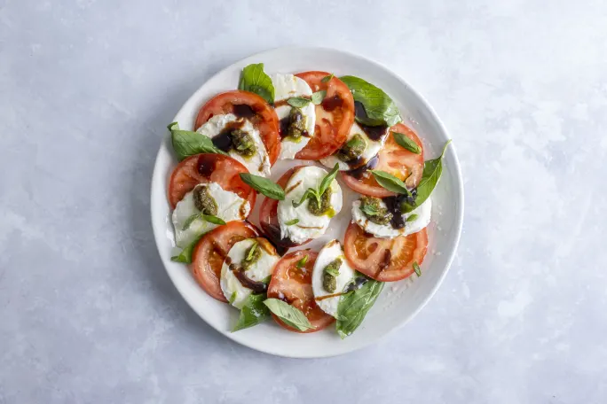 Caprese Salad with Fresh Mozzarella and Balsamic Glaze