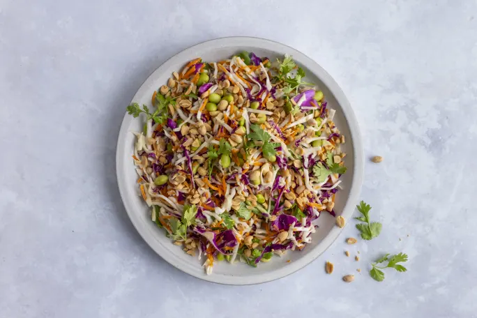 Asian Cabbage Salad with Quick Soy Dressing and Crunchy Peanuts