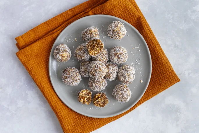 Date and Oat Energy Balls with Almonds and Desiccated Coconut