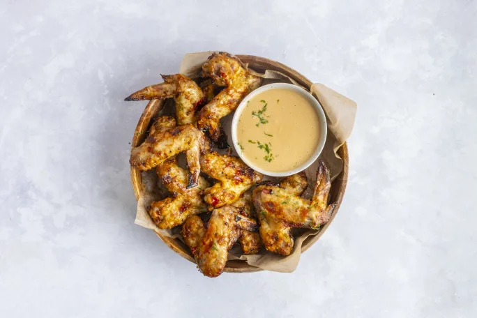 Thai Lemongrass Chicken Wings with Sweet Peanut Dip