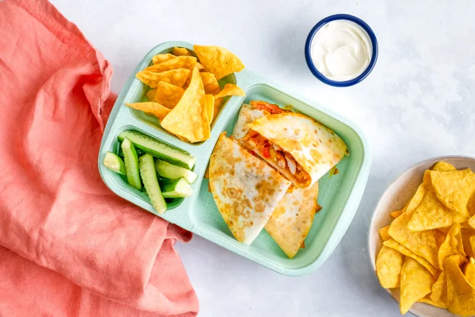 Mini Chicken Quesadilla with Nachos and Sour Cream
