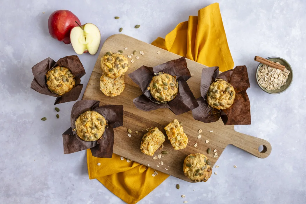 Apple, Carrot and Oat Breakfast Muffins