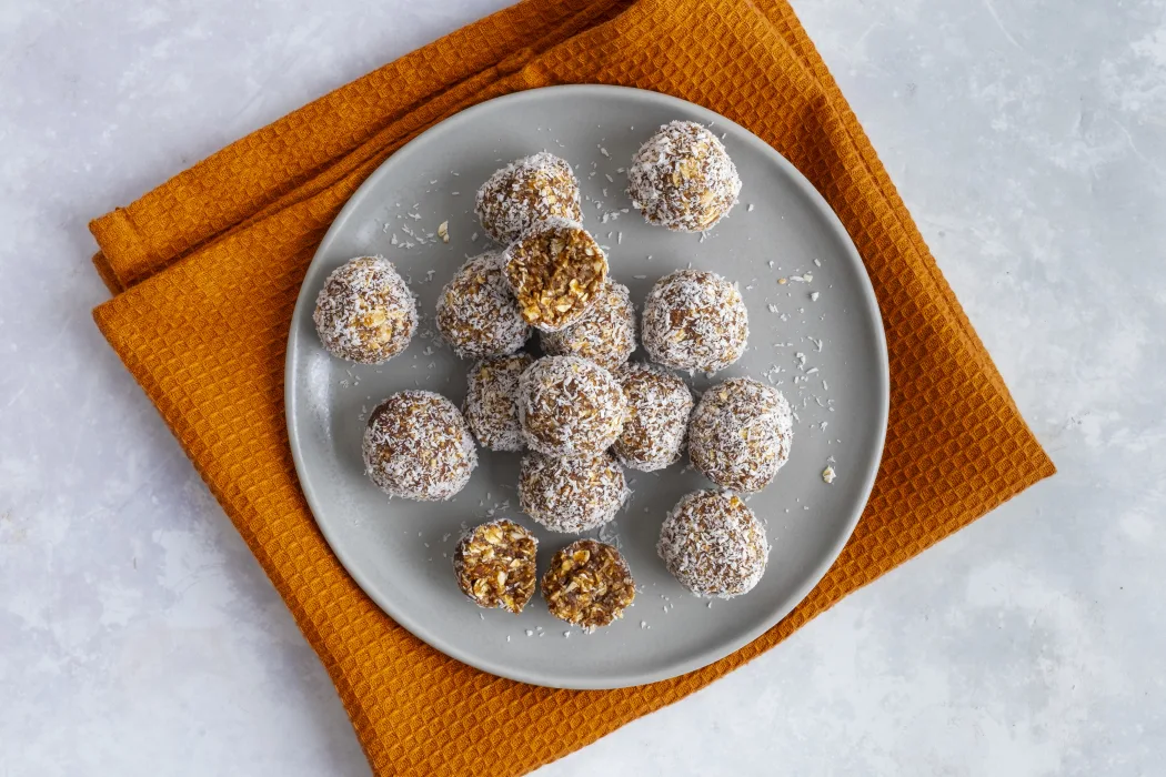 Date and Oat Energy Balls with Almonds and Desiccated Coconut