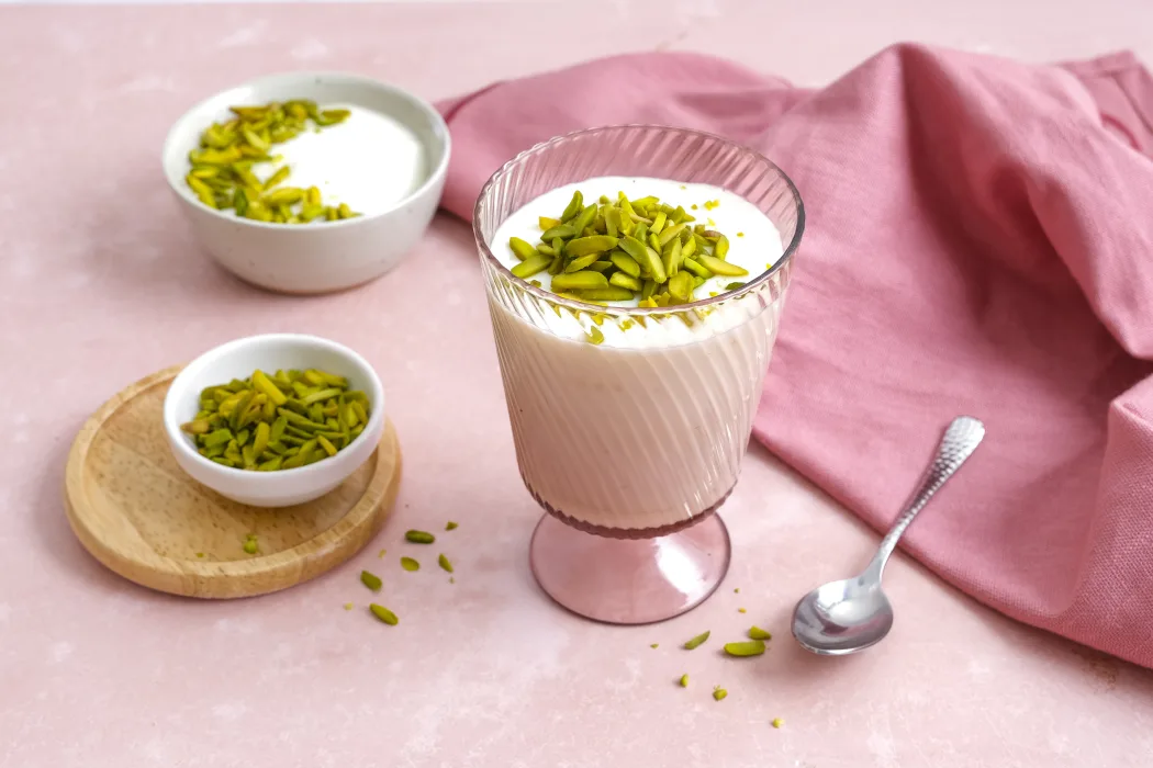 Mahalabia Milk Pudding with Orange Blossom Water & Pistachio Nuts