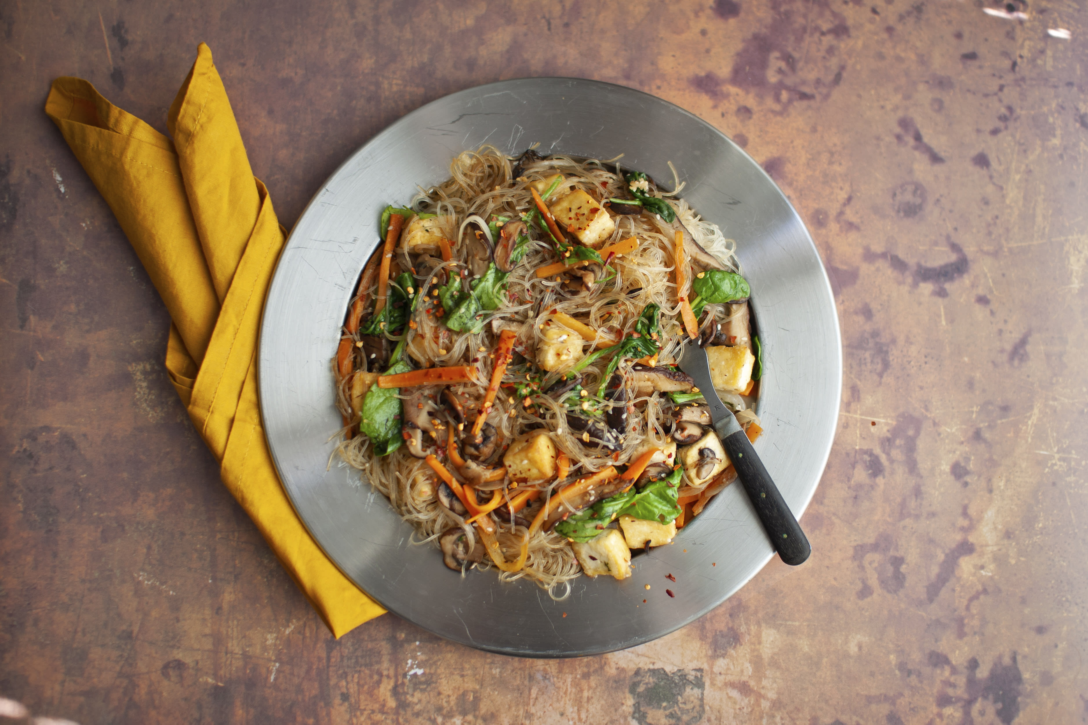 Korean Japchae Tofu and Mushroom Noodles Hello Chef!