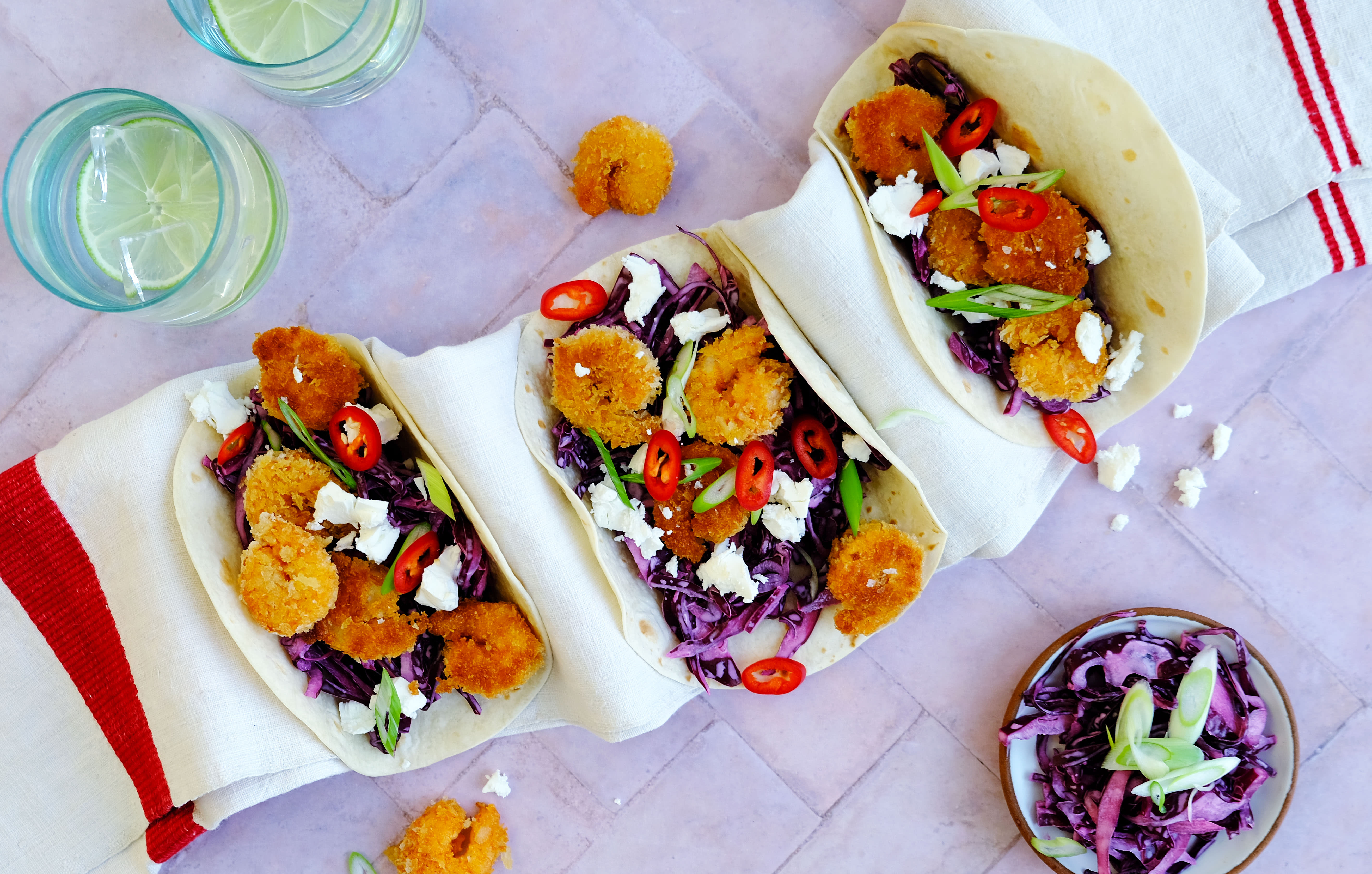 Crispy Prawns and Slaw Tacos with Feta Hello Chef!