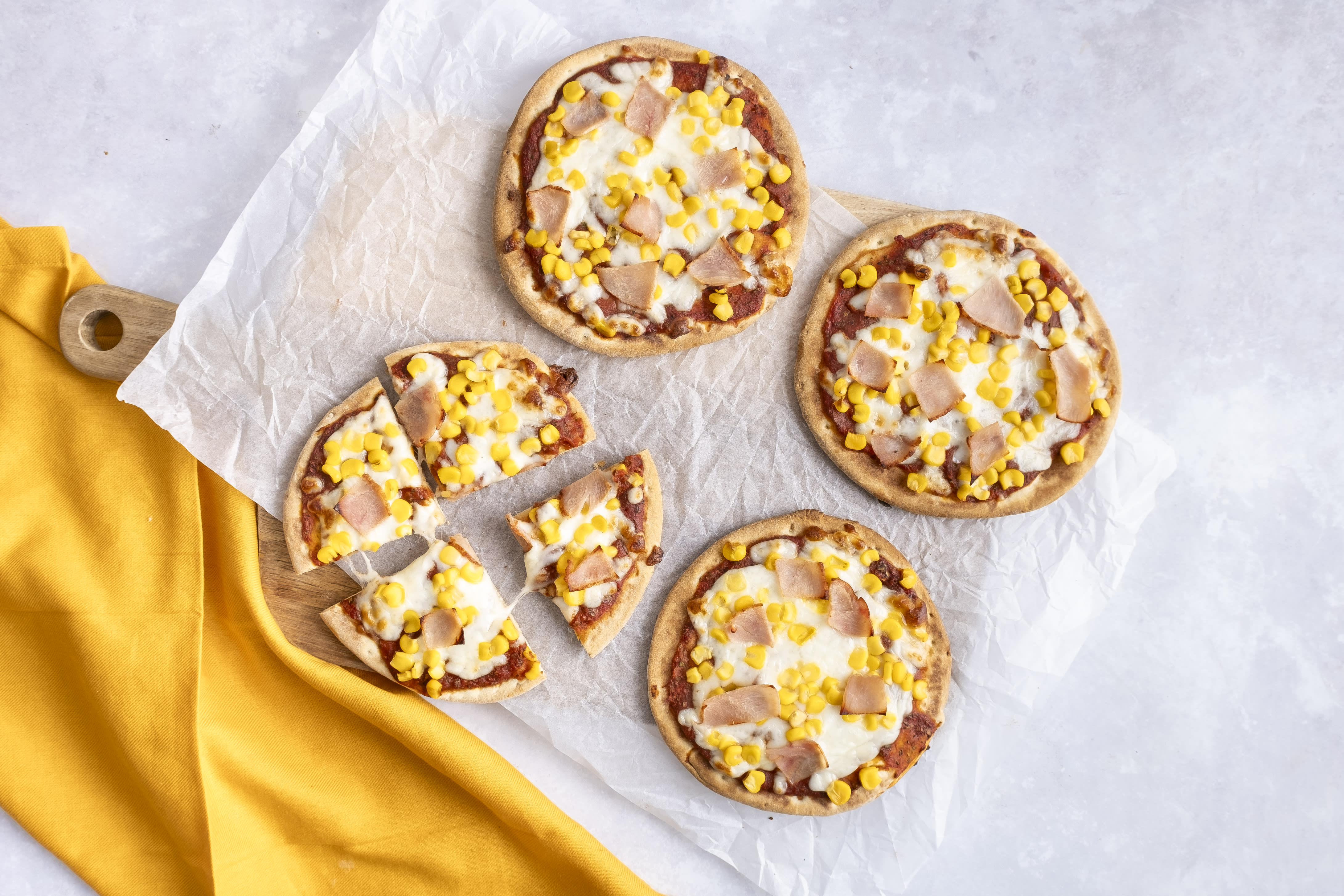 Mini Turkey Ham and Sweetcorn Pizza | Hello Chef!