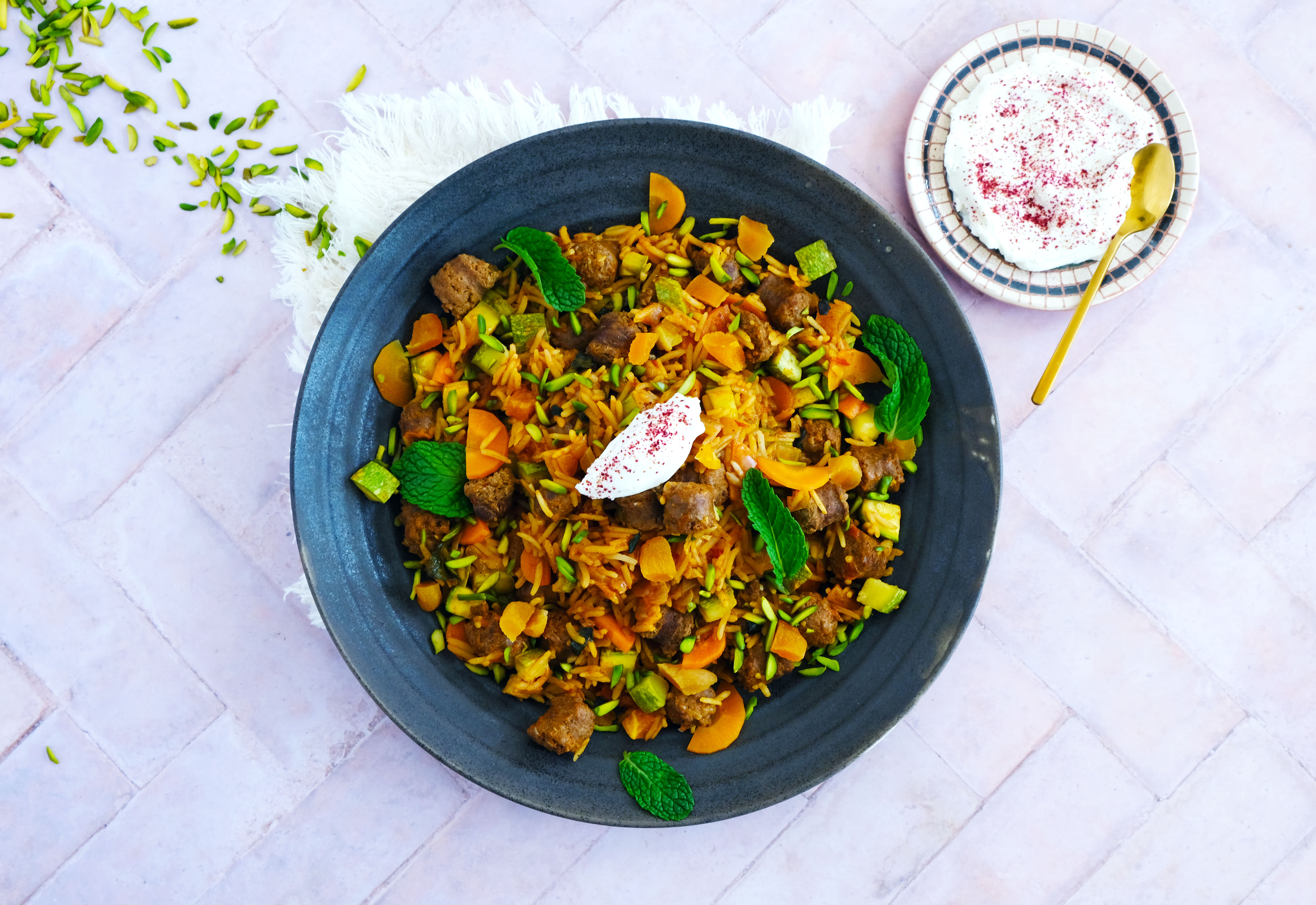 One-pot Middle Eastern Merguez Sausage Pilaf | Hello Chef!