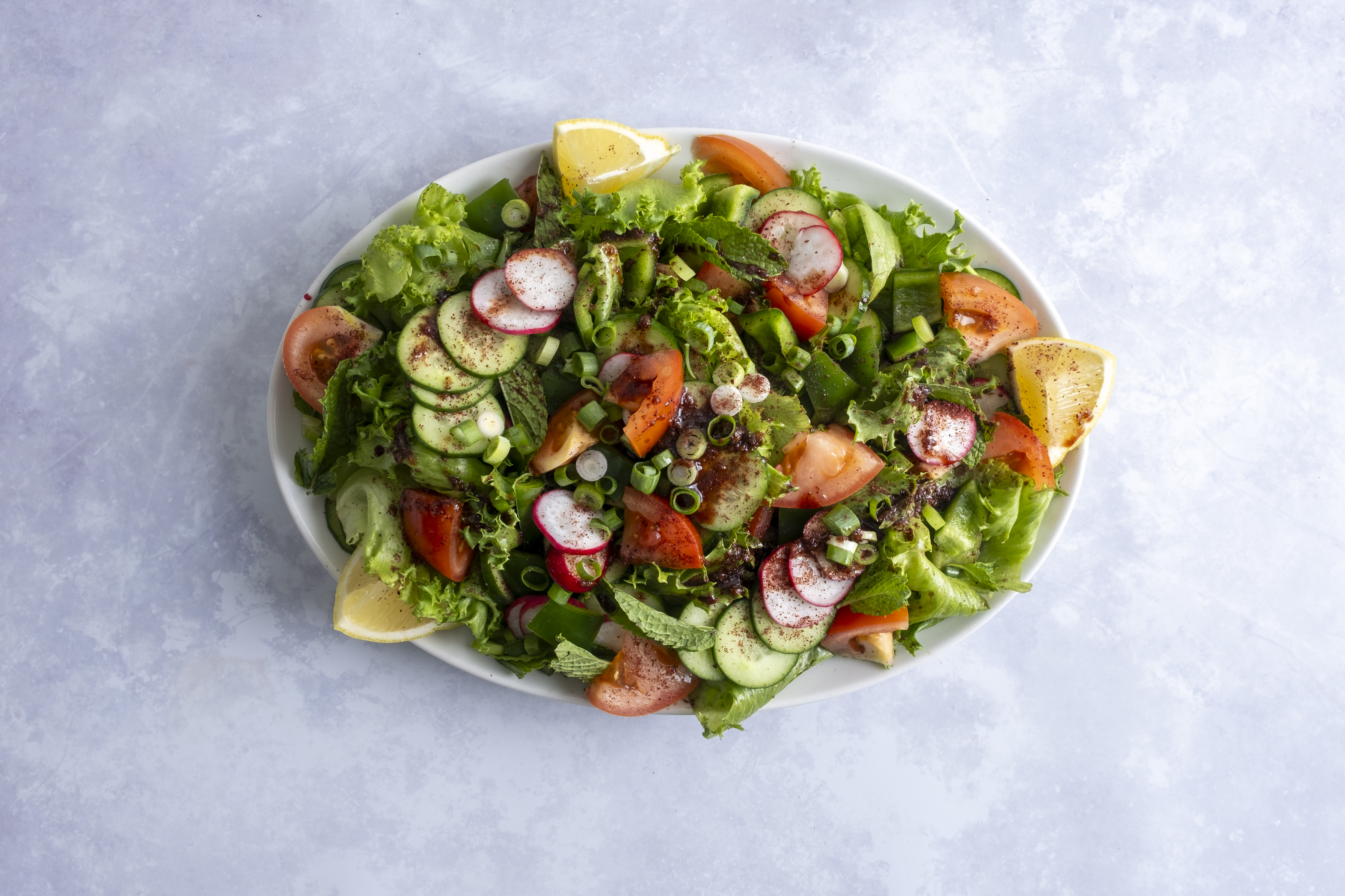 Arabic Salad with a Pomegranate Sumac Dressing