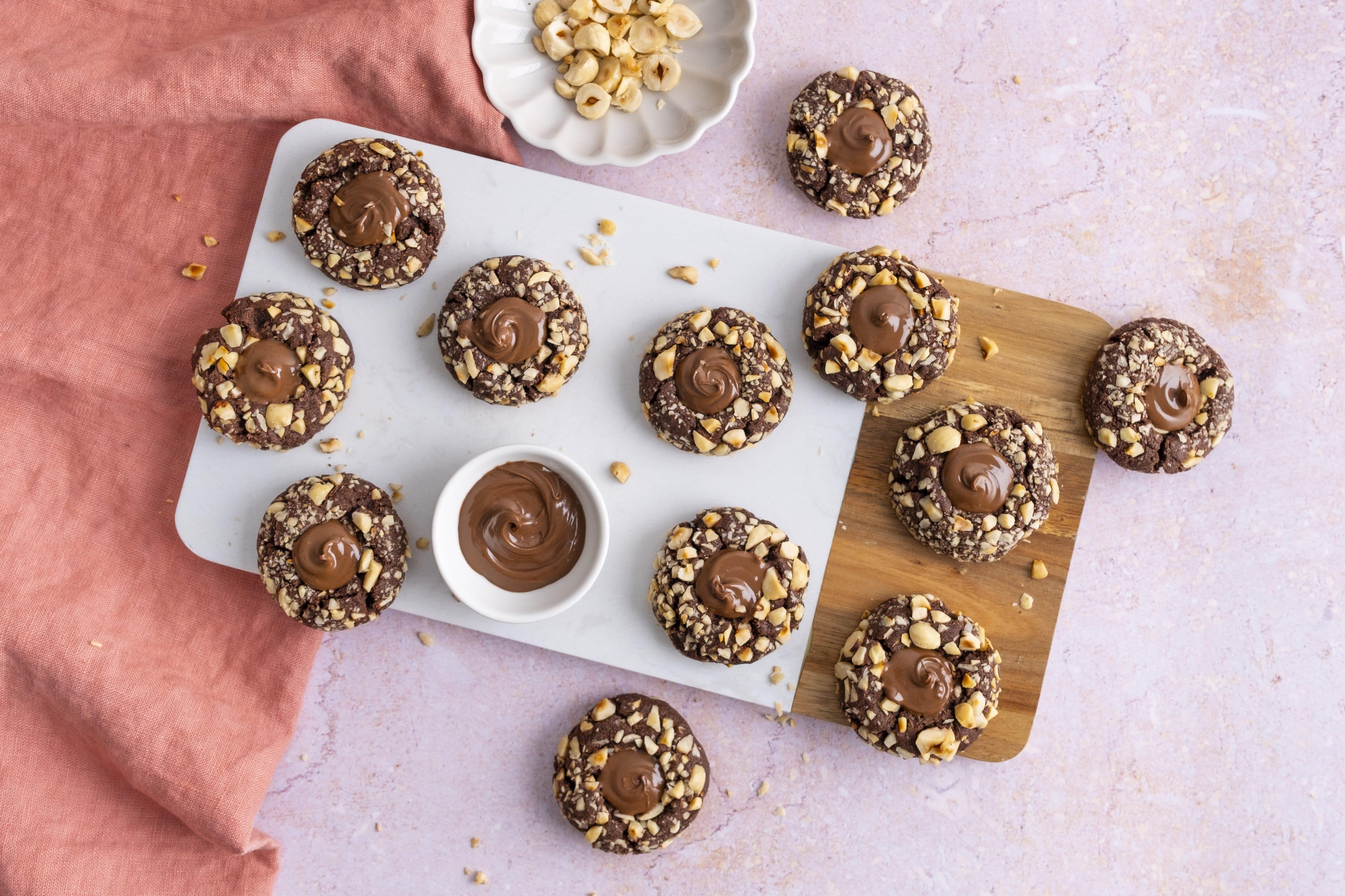 Nutella Thumbprint Cookies with Toasted Hazelnuts | Hello Chef!