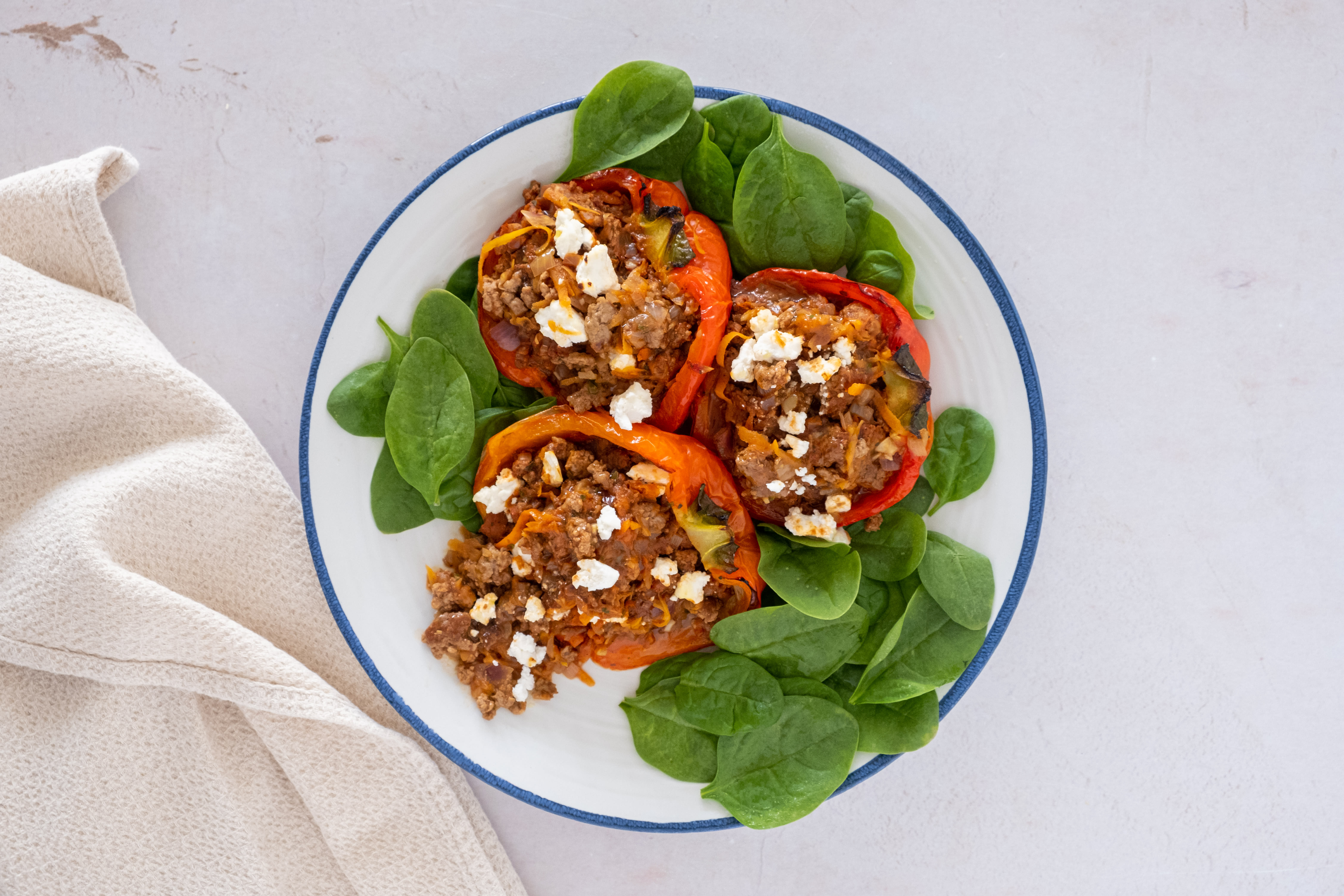 Greek Style Stuffed Peppers with Lamb & Feta | Hello Chef!