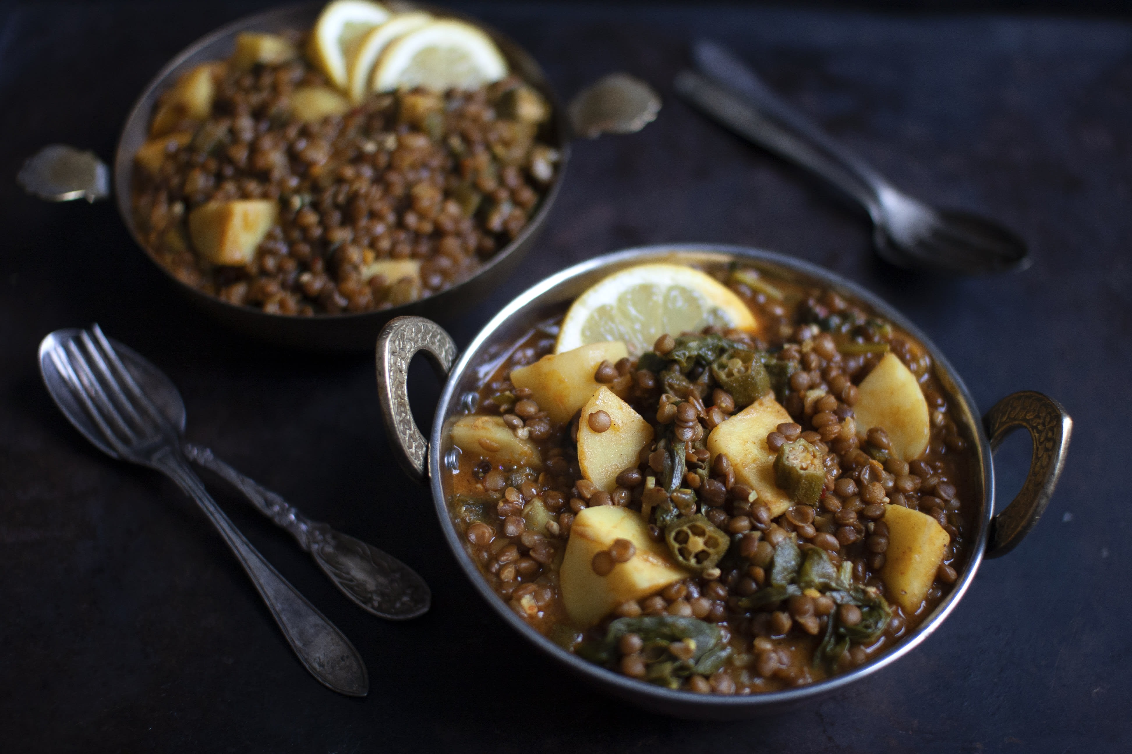 Potato, Okra, Lentil and Spinach Aloo Curry with Coconut Milk Hello Chef!