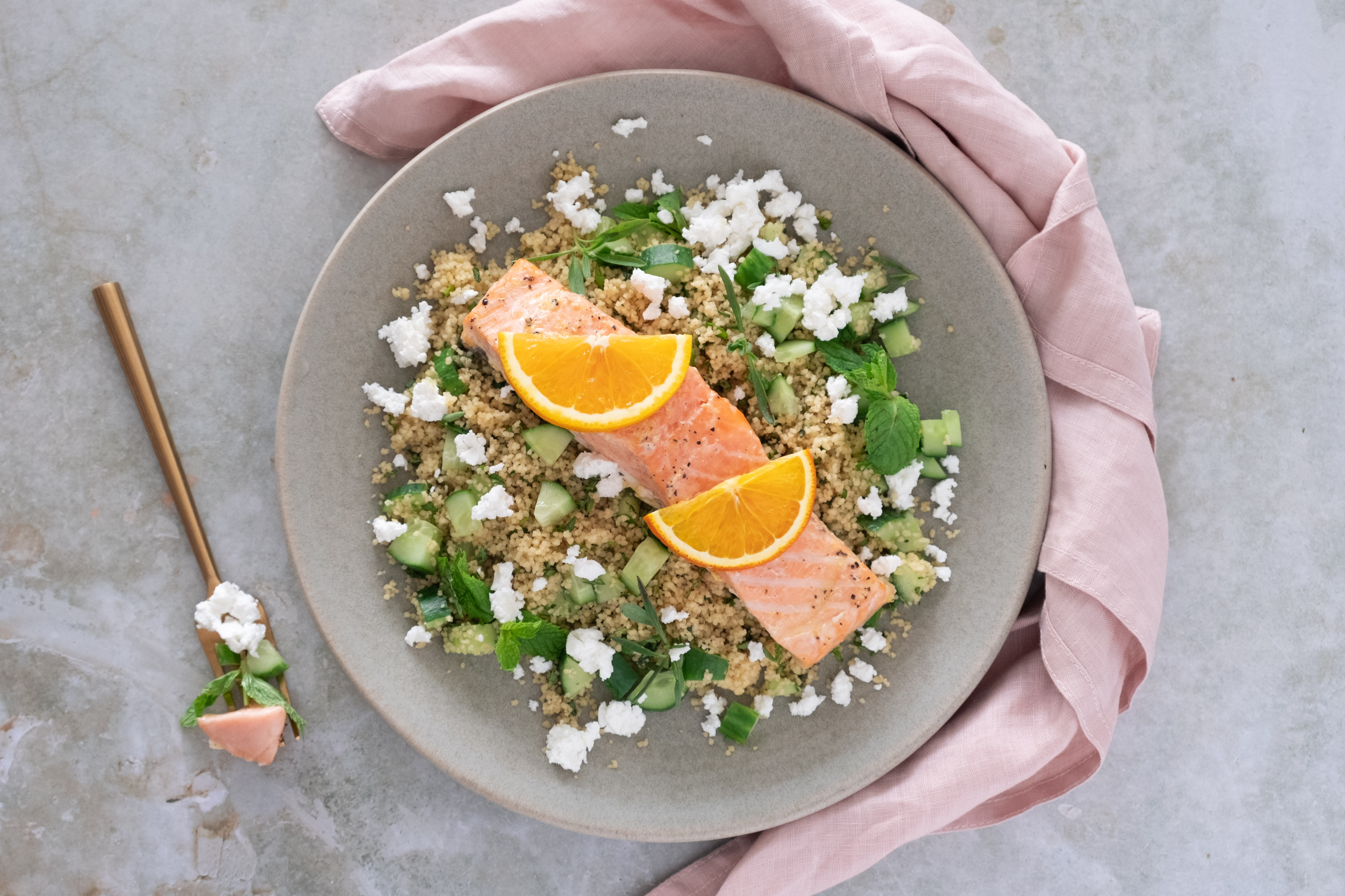 Orange Baked Salmon with Middle Eastern Couscous | Hello Chef!