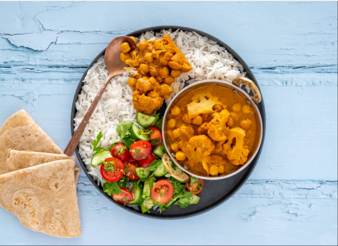 Cauliflower and Chickpea Makhani with Basmati Rice and Chapatis | Hello ...