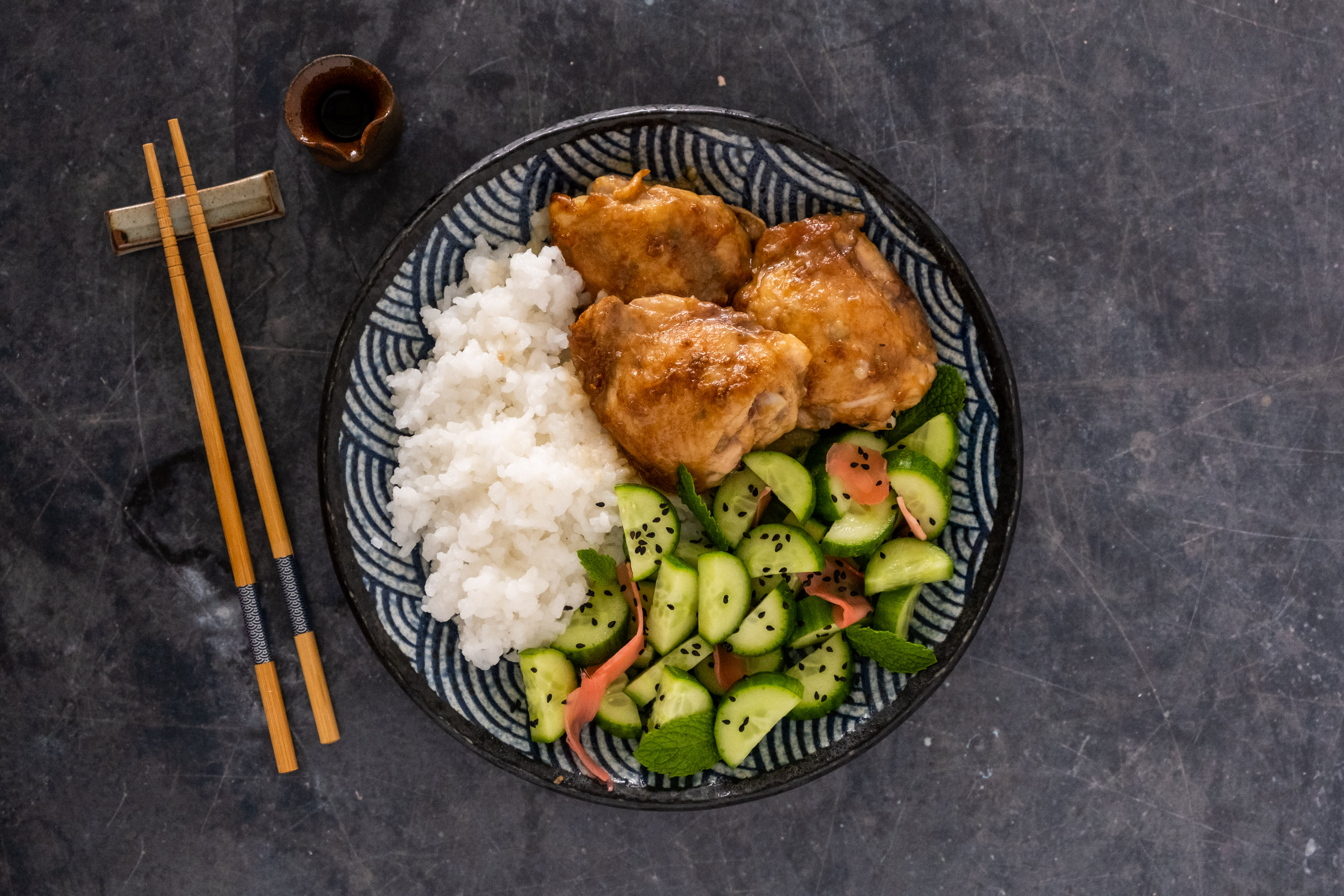 Japanese Chicken Thighs with Sushi Rice & Cucumber Salad | Hello Chef!