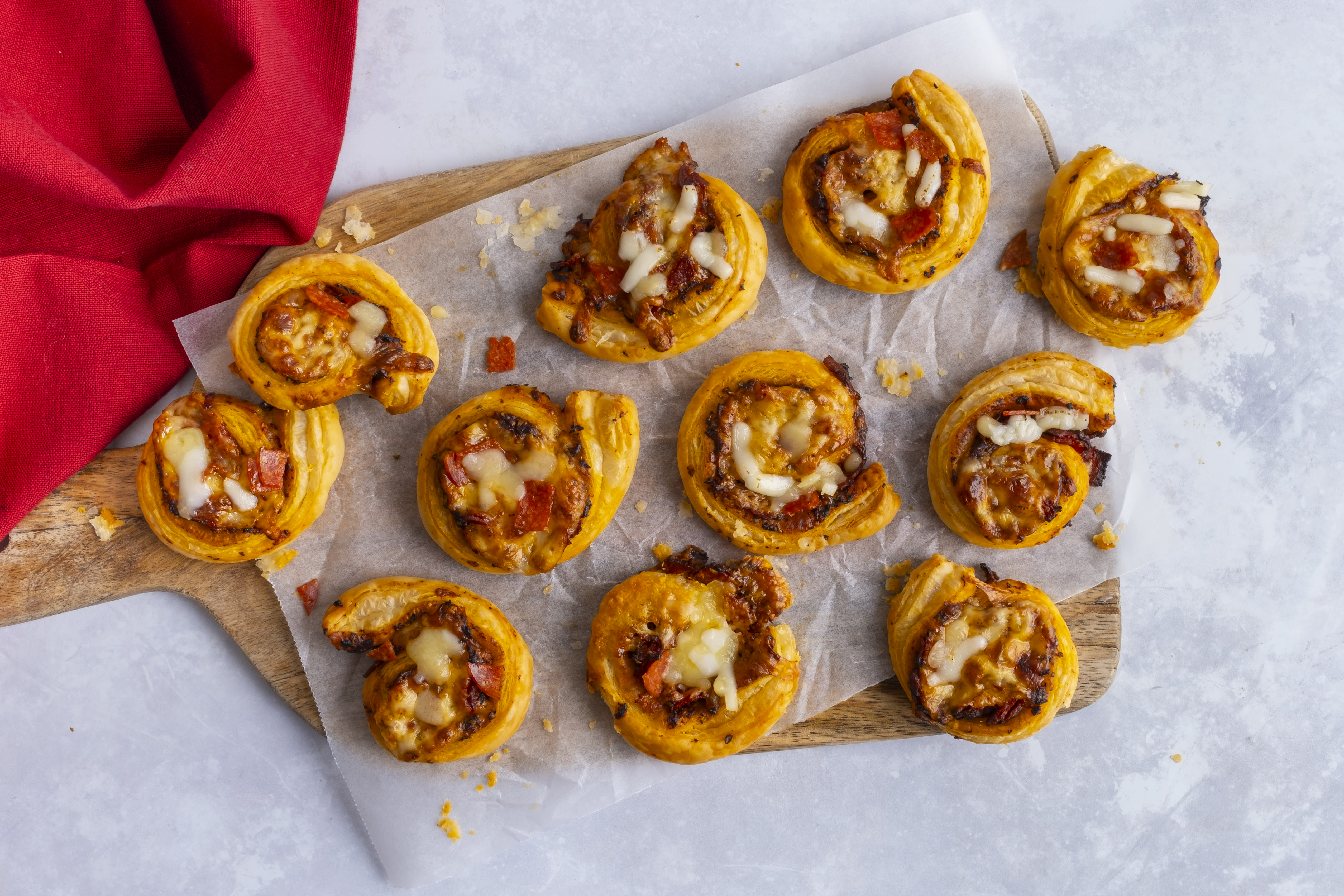 Pepperoni Pizza Puff Pastry Pinwheels | Hello Chef!