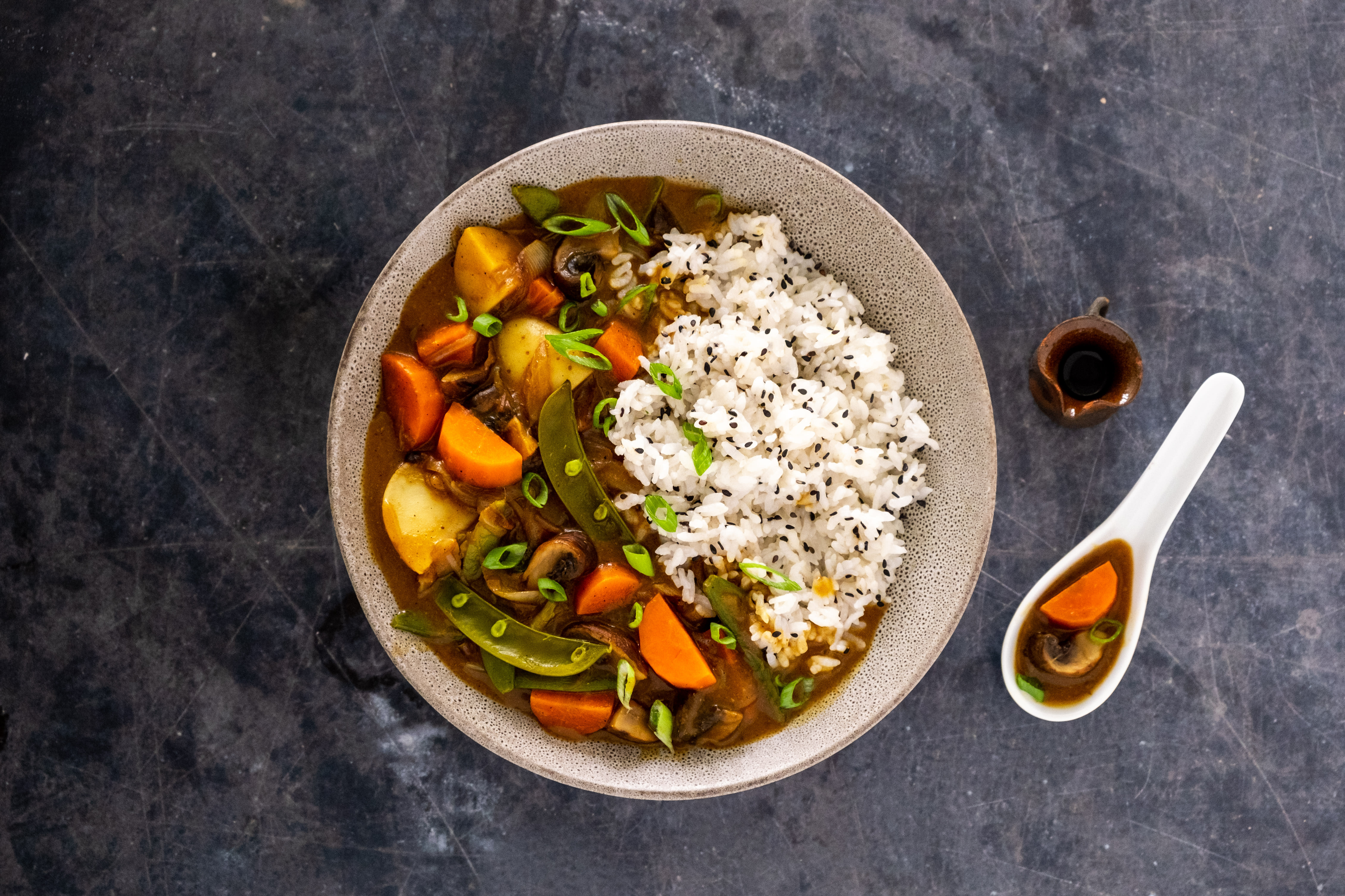 Kare Rice, Traditional Japanese Curry with Vegetables and Sticky Rice ...
