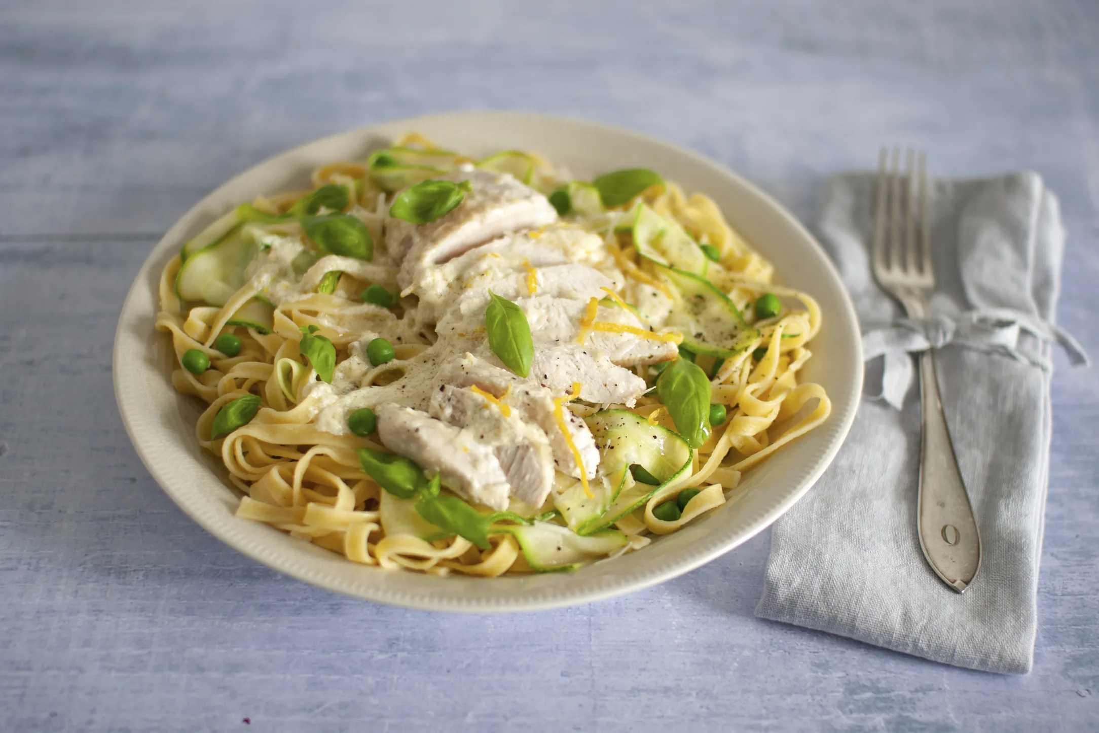 Chicken Limone with Green Tagliatelle