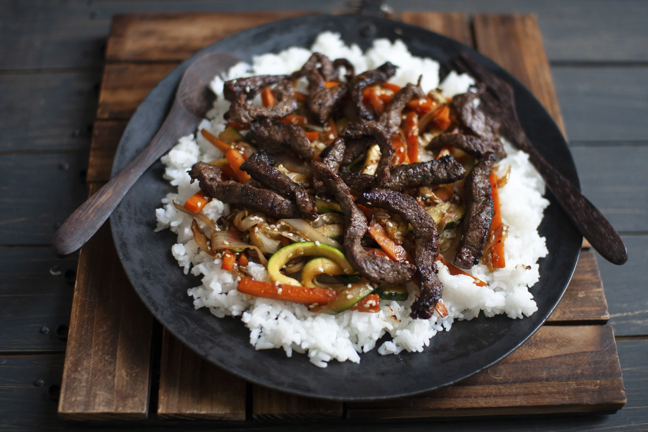 Korean Beef Bulgogi with Shiitake Mushrooms and Jasmine Rice