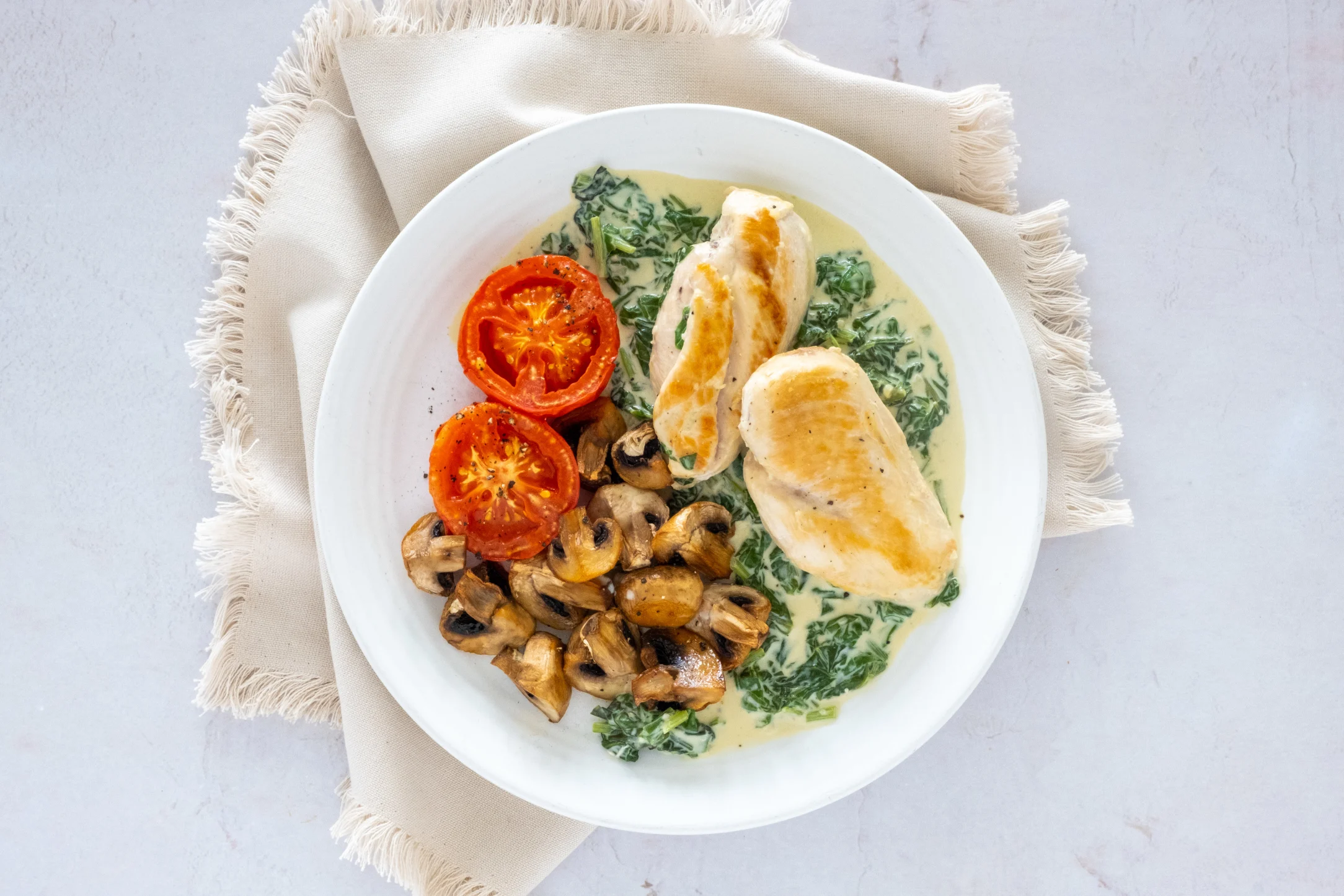 Spinach and Parmesan Chicken with Baked Vegetables