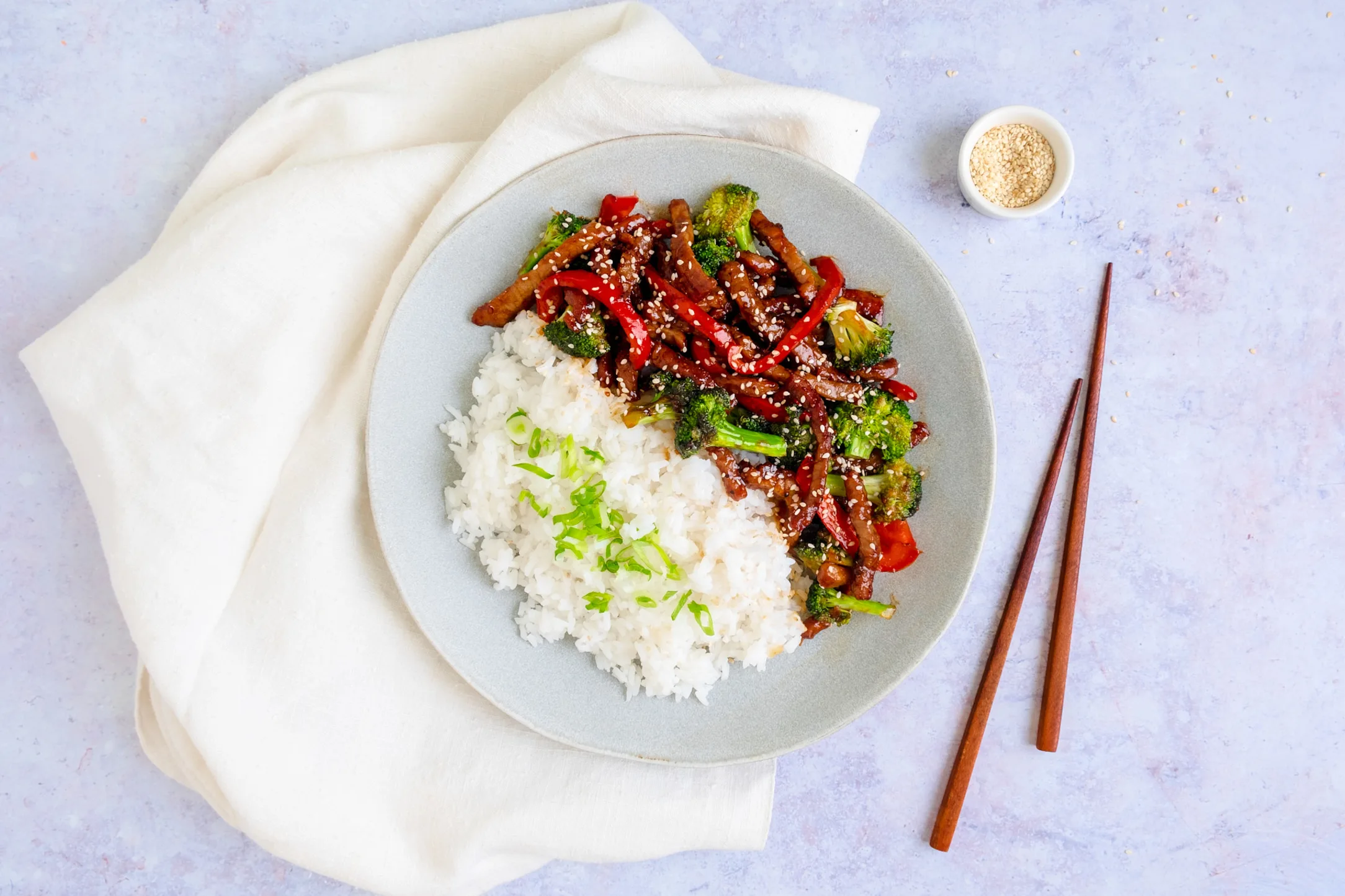 Black Pepper Beef with Jasmine Rice