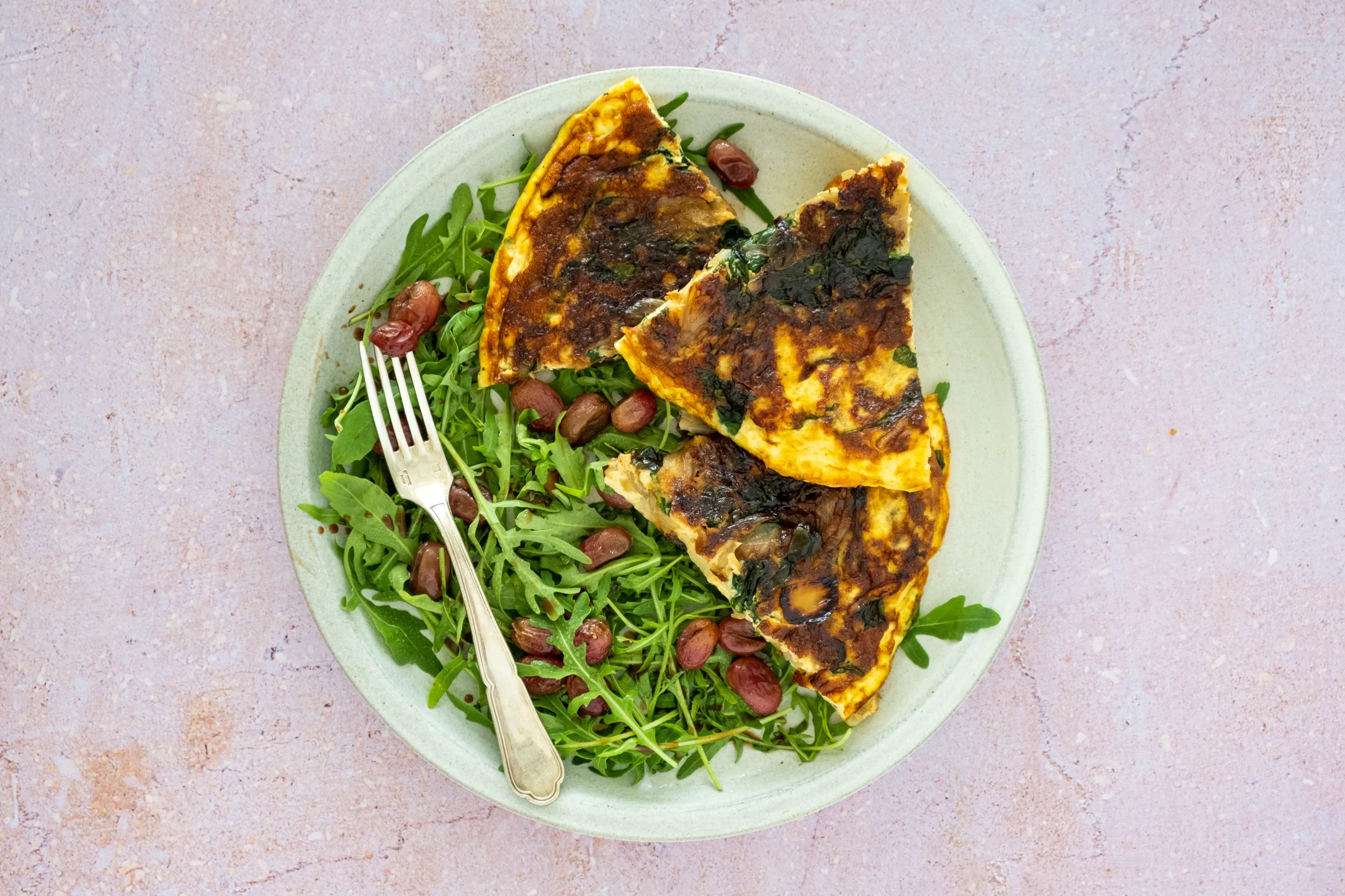 Goat's Cheese Frittata with Rocket and Grape Salad