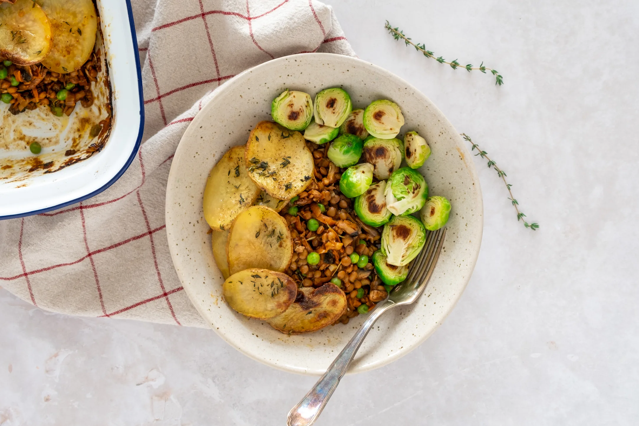 Mushroom Hot-Pot with Sautéed Brussels Sprouts