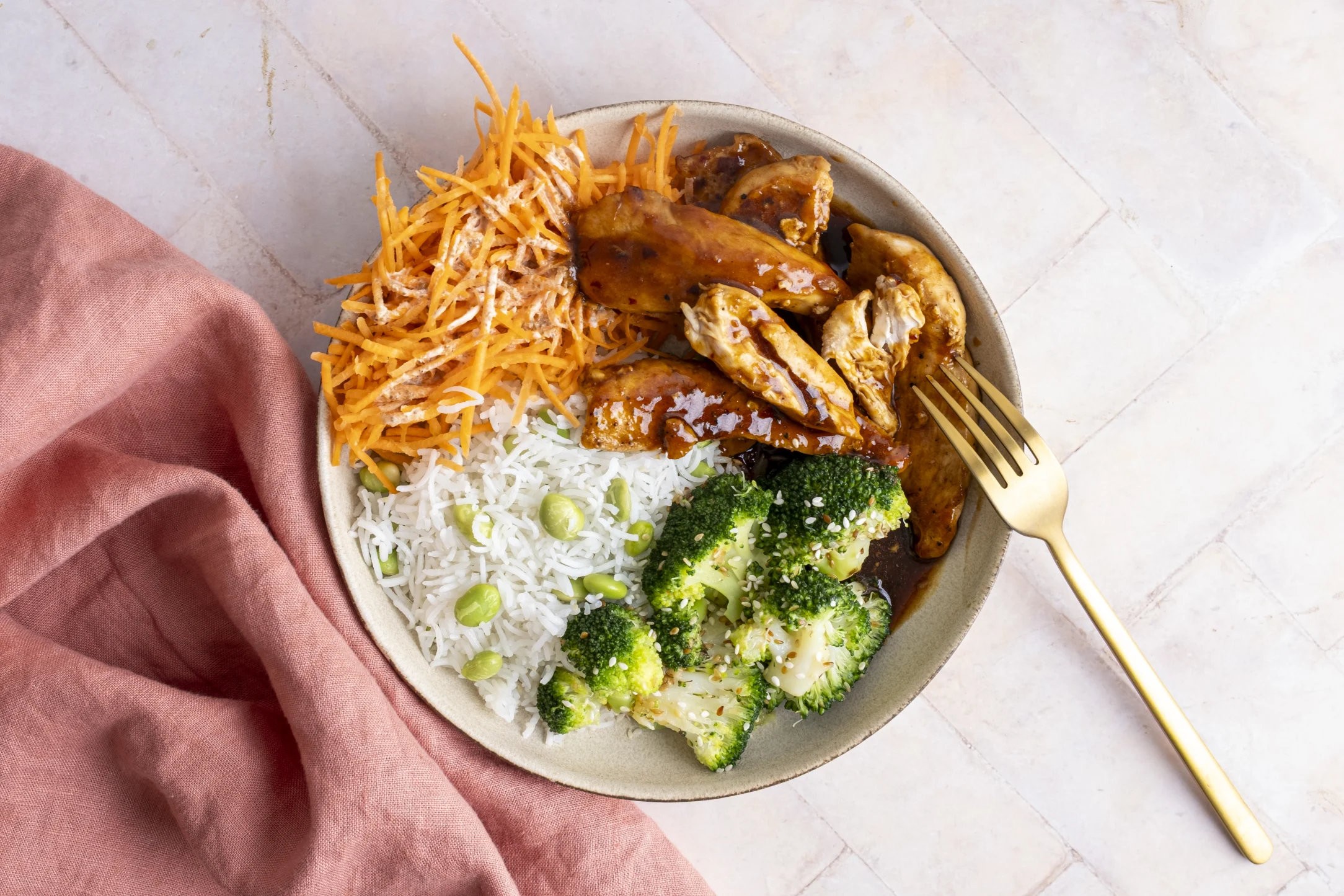 Express: Asian Chicken Bowl with Edamame Rice and Broccoli with Pre-prepped Ingredients