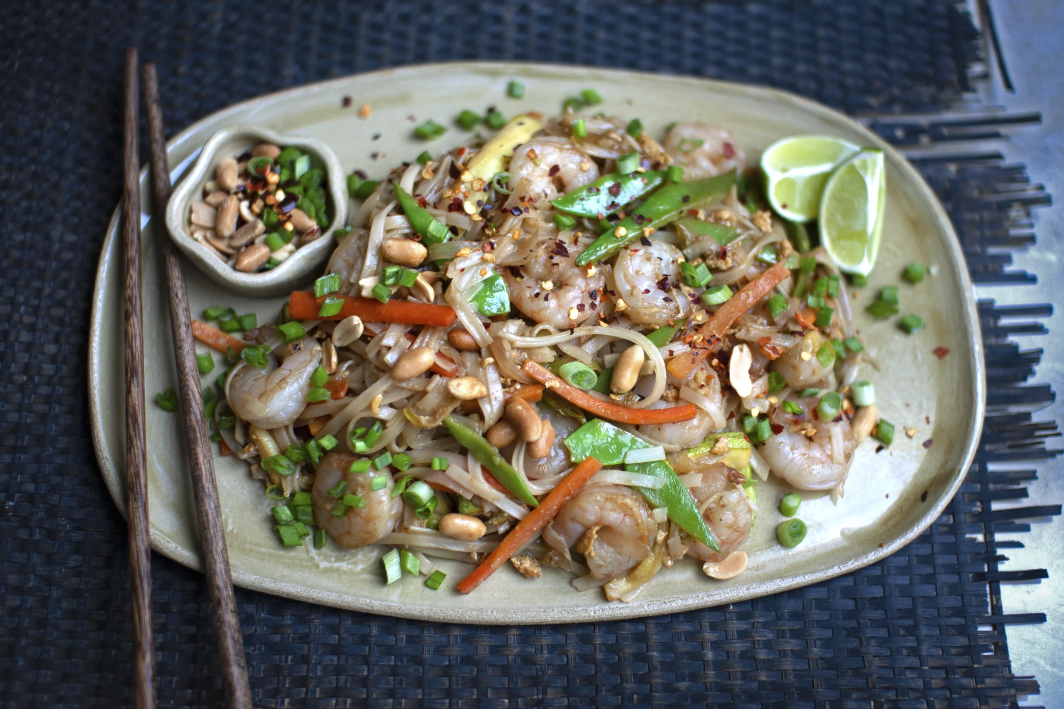 Prawn Pad Thai Noodle Stir Fry with Peanuts