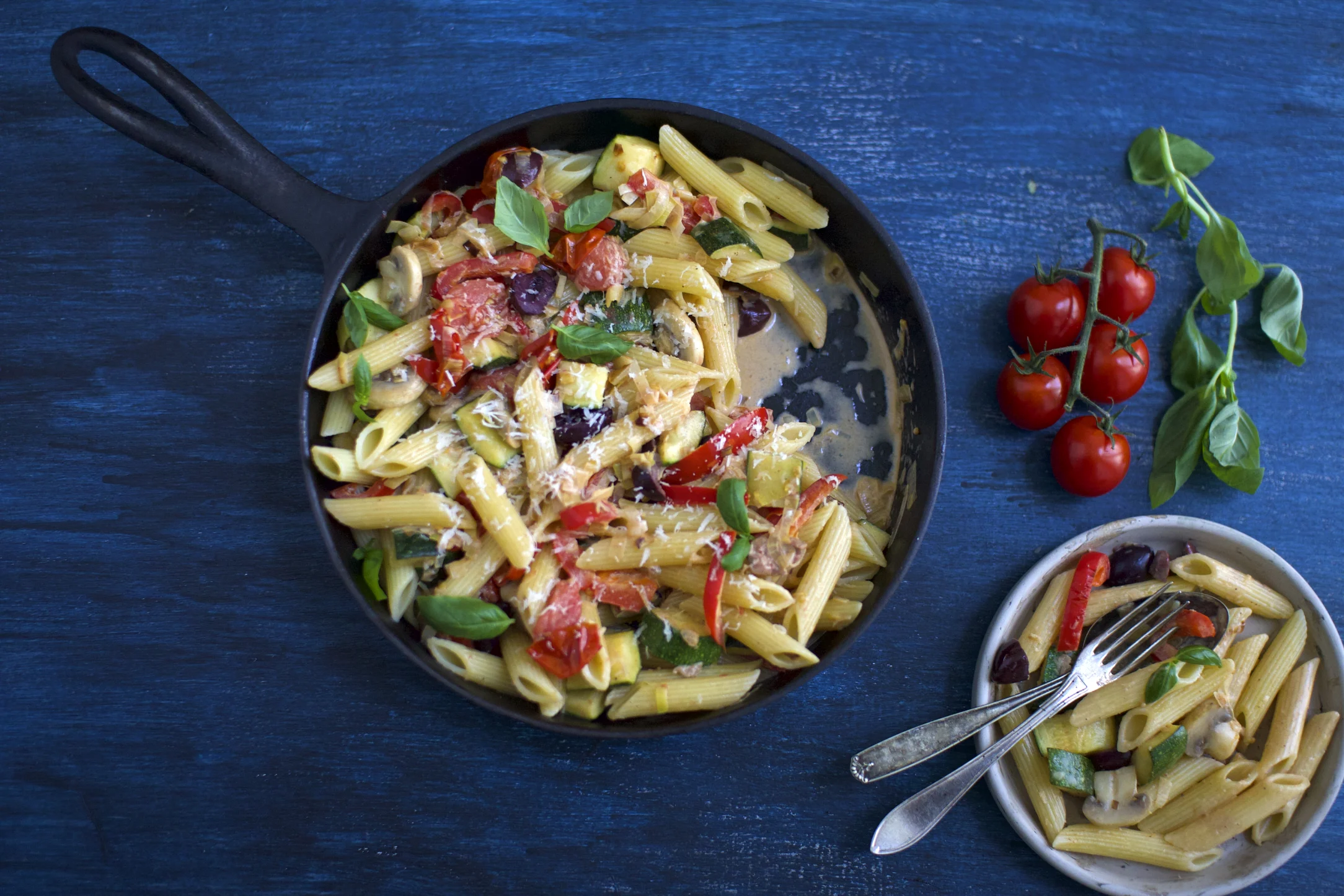 Veggie-Bursting Pasta Skillet with Kalamata Olives
