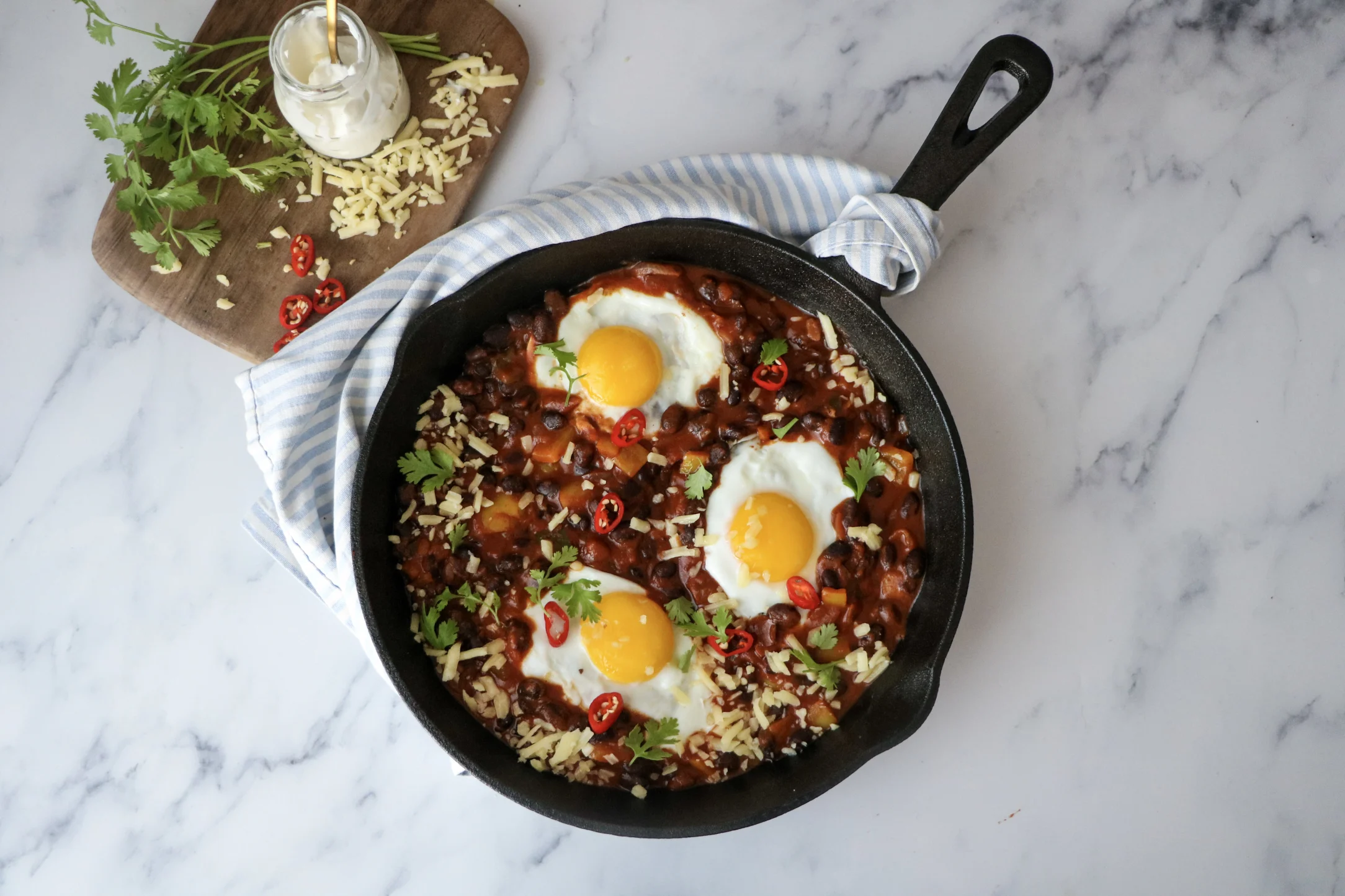 Huevos Rancheros Beans and Eggs Skillet
