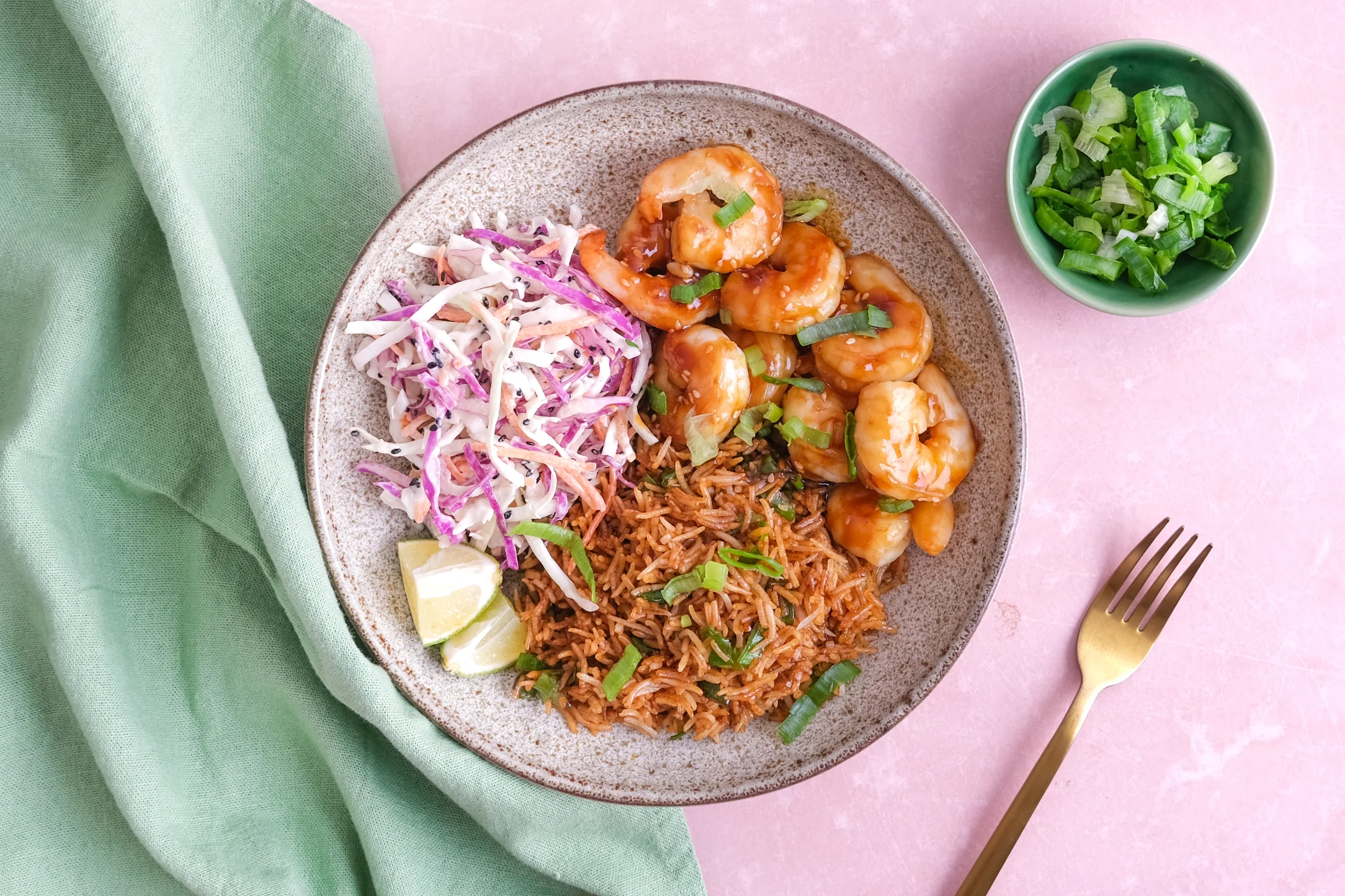 Express: Prawn Teriyaki with Sesame Slaw and Spring Onion Rice