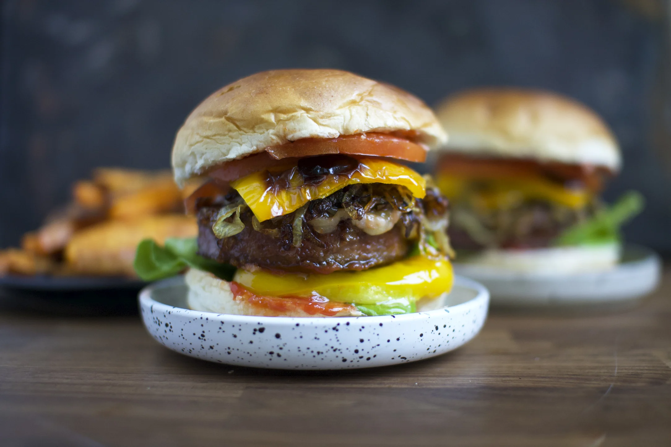 The Ultimate Vegan Burger with Beyond Meat Patty and Sweet Potato Fries