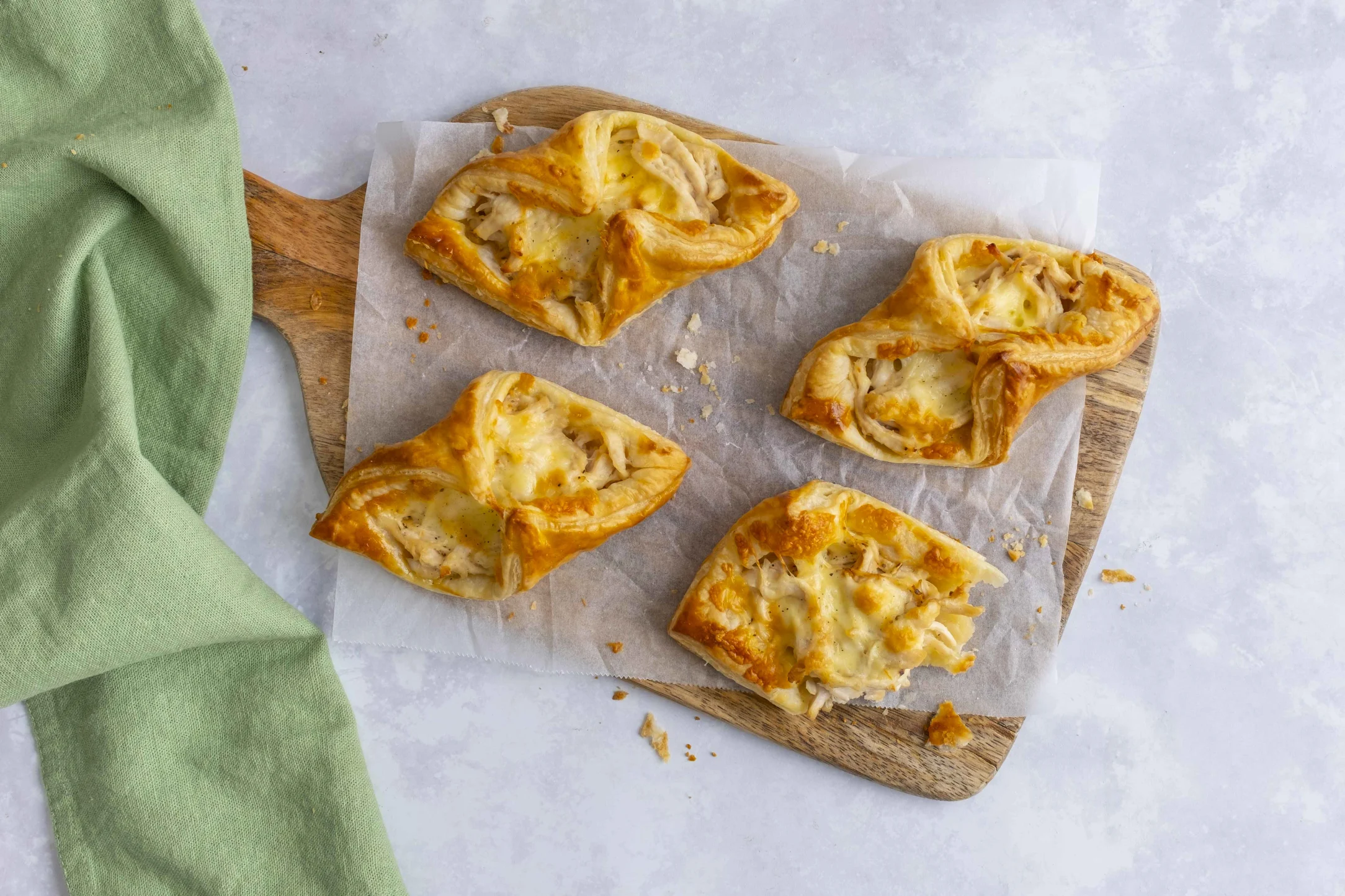 Chicken Mayo and Cheddar Cheese Puff Pastry Turnovers