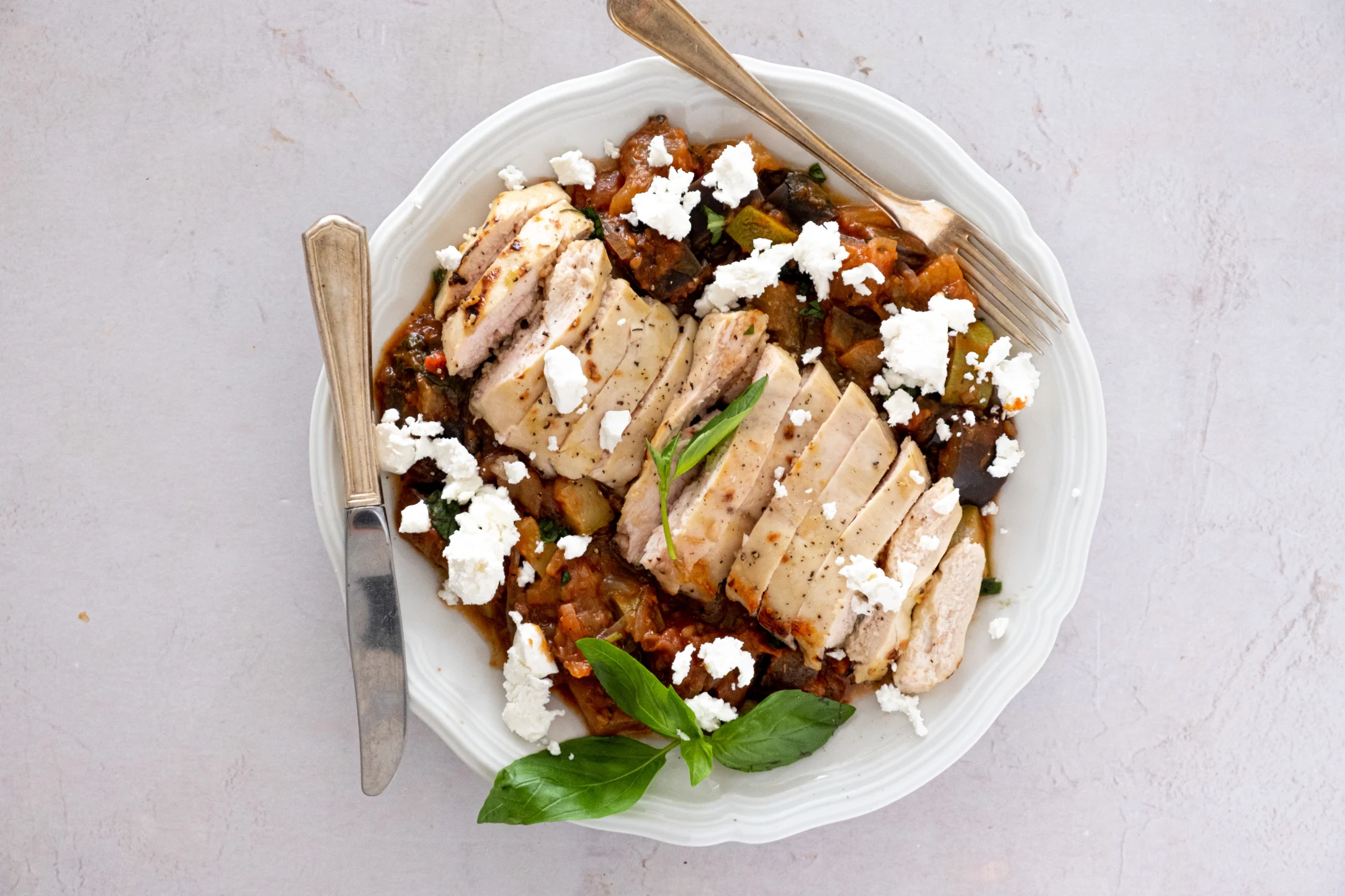 French Ratatouille with Grilled Chicken and Feta
