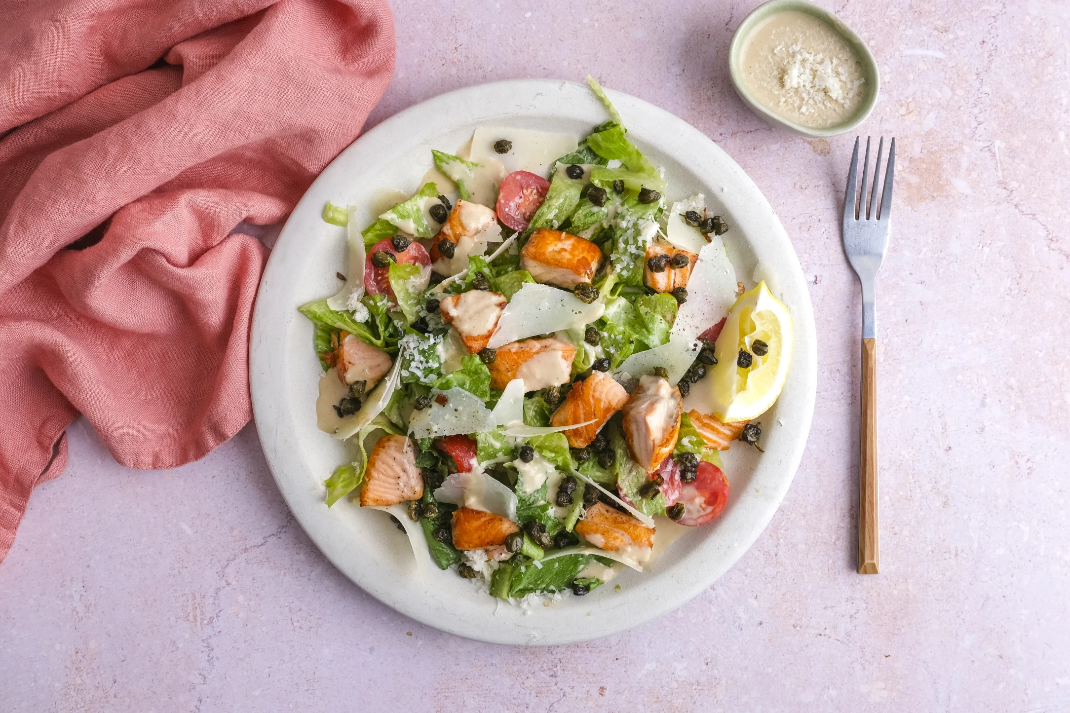 Salmon Caesar Salad with Capers