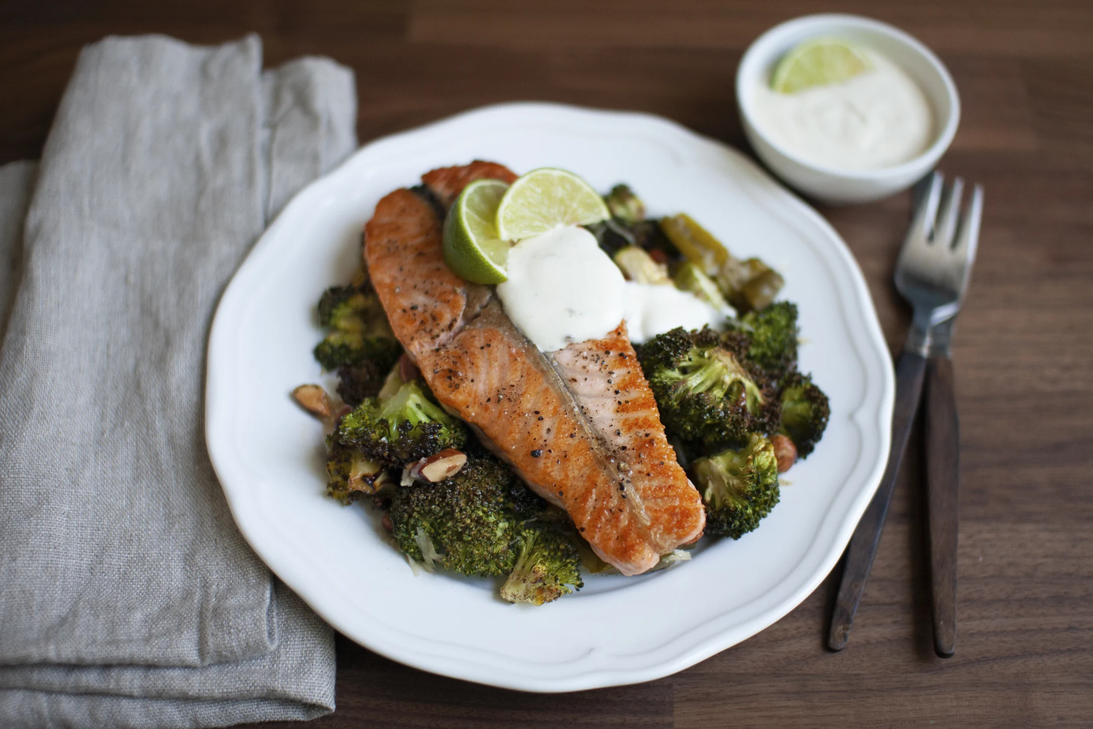 Crispy Salmon Butterfly with Oven Honey Greens