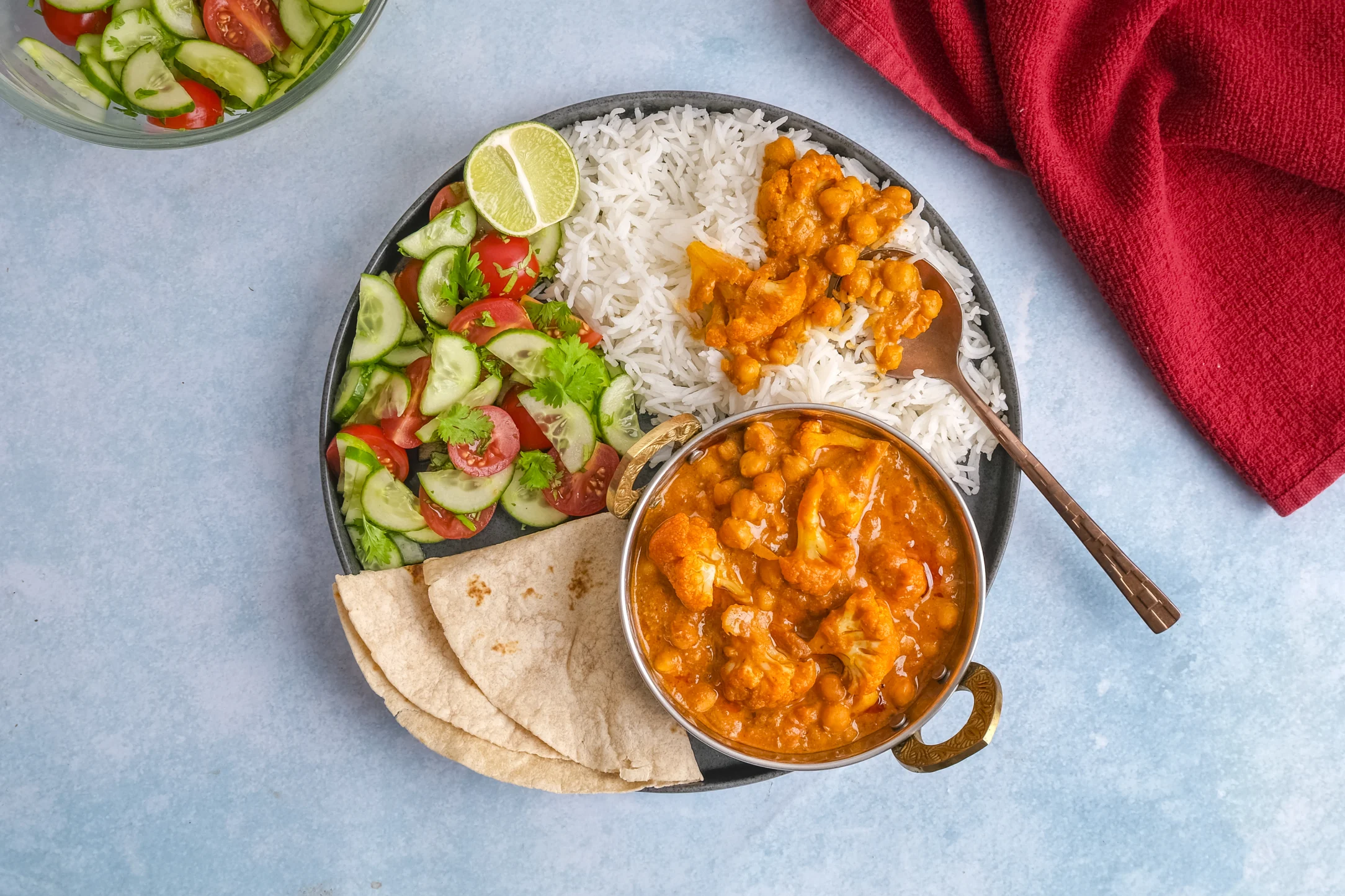 Cauliflower & Chickpea Makhani with Basmati Rice & Chapatis