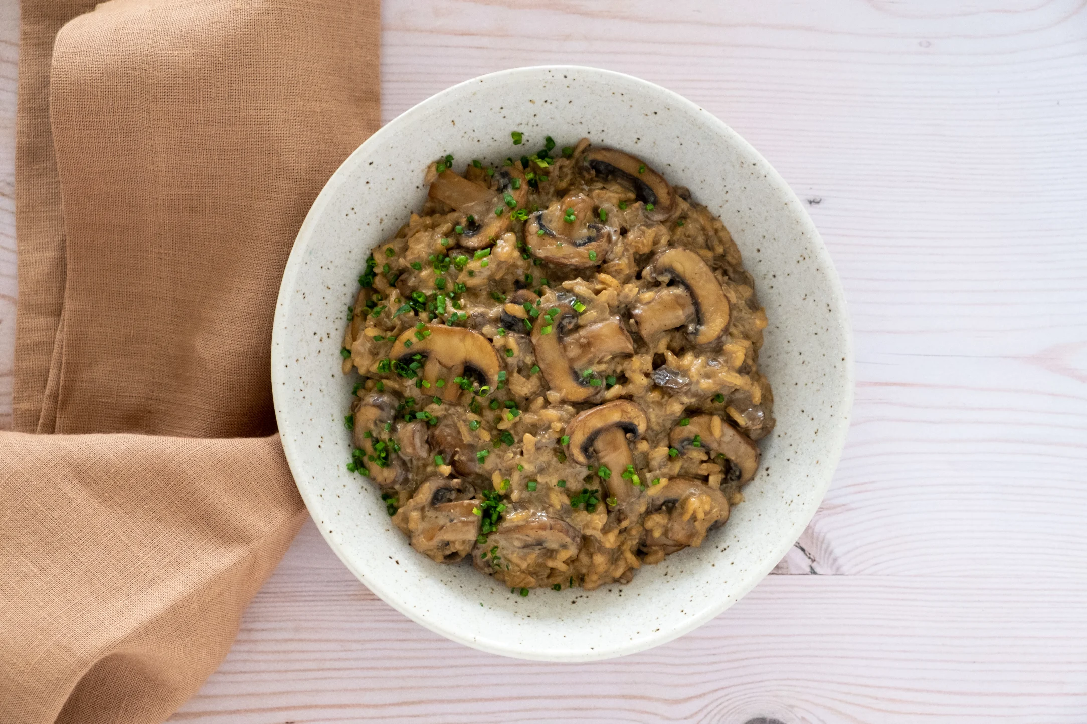 Porcini Mushroom Risotto with Truffle Oil and Cashew Cream Cheeze