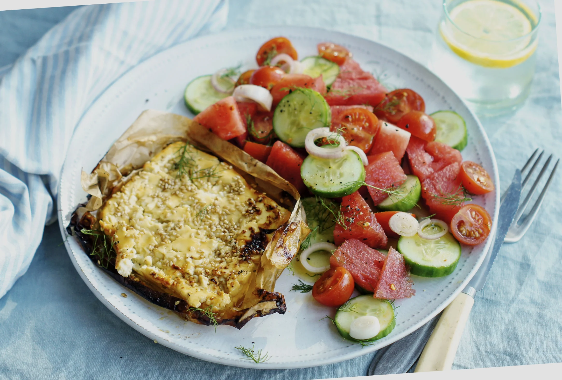 Honey Baked Feta with Watermelon Salad