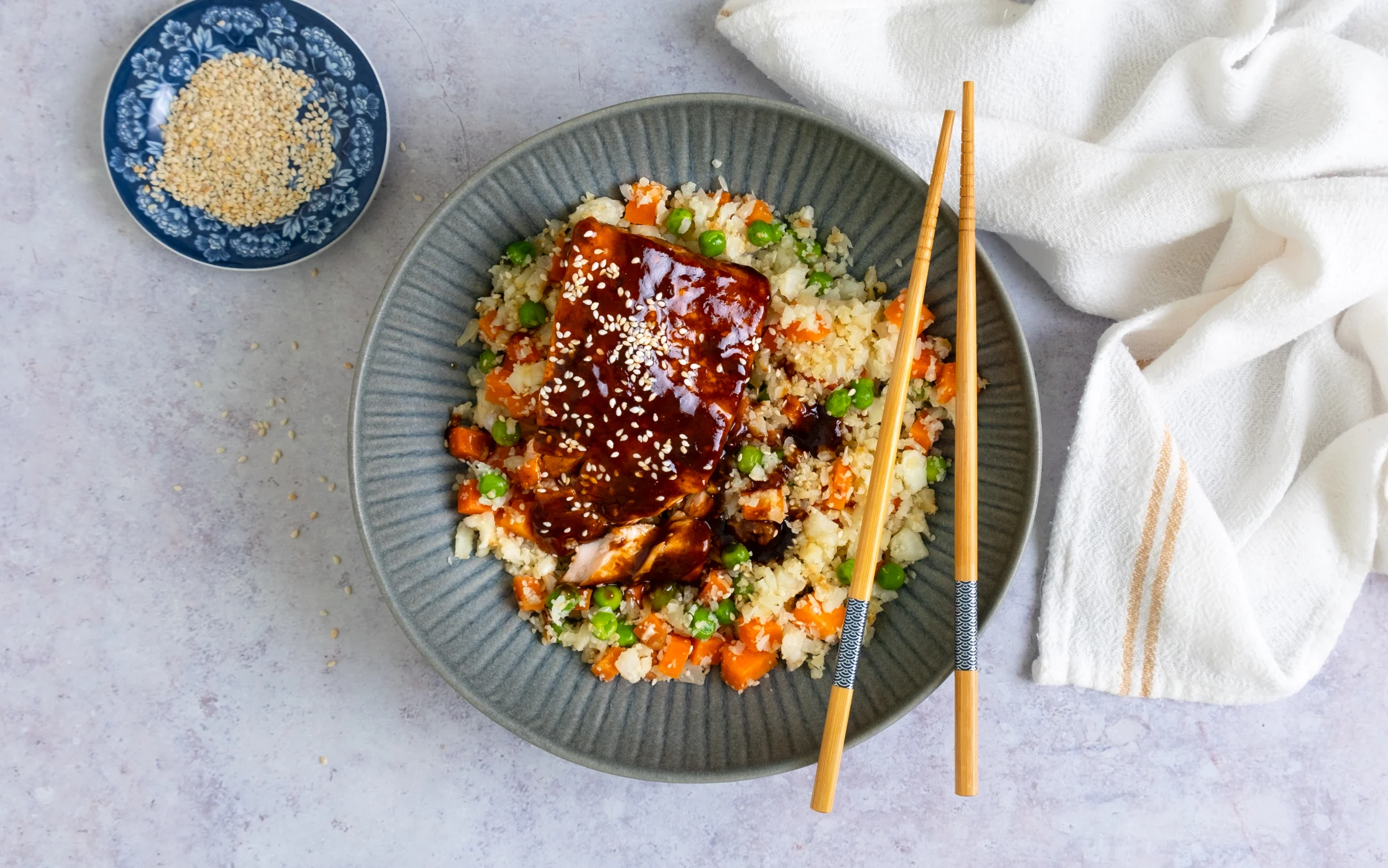 Salmon Teriyaki with Veggie Cauliflower Rice