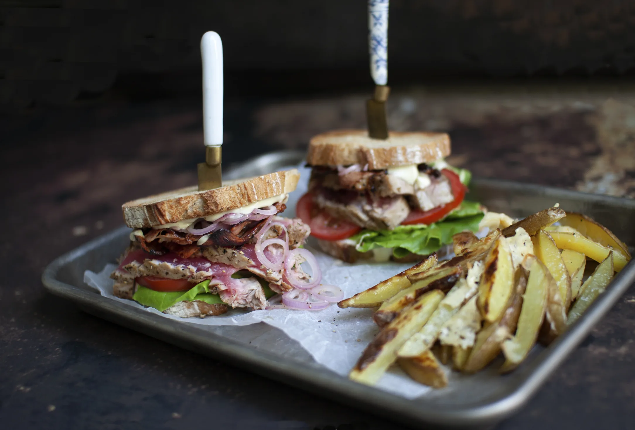 Fresh Tuna BLT Sandwich with Cheese Fries
