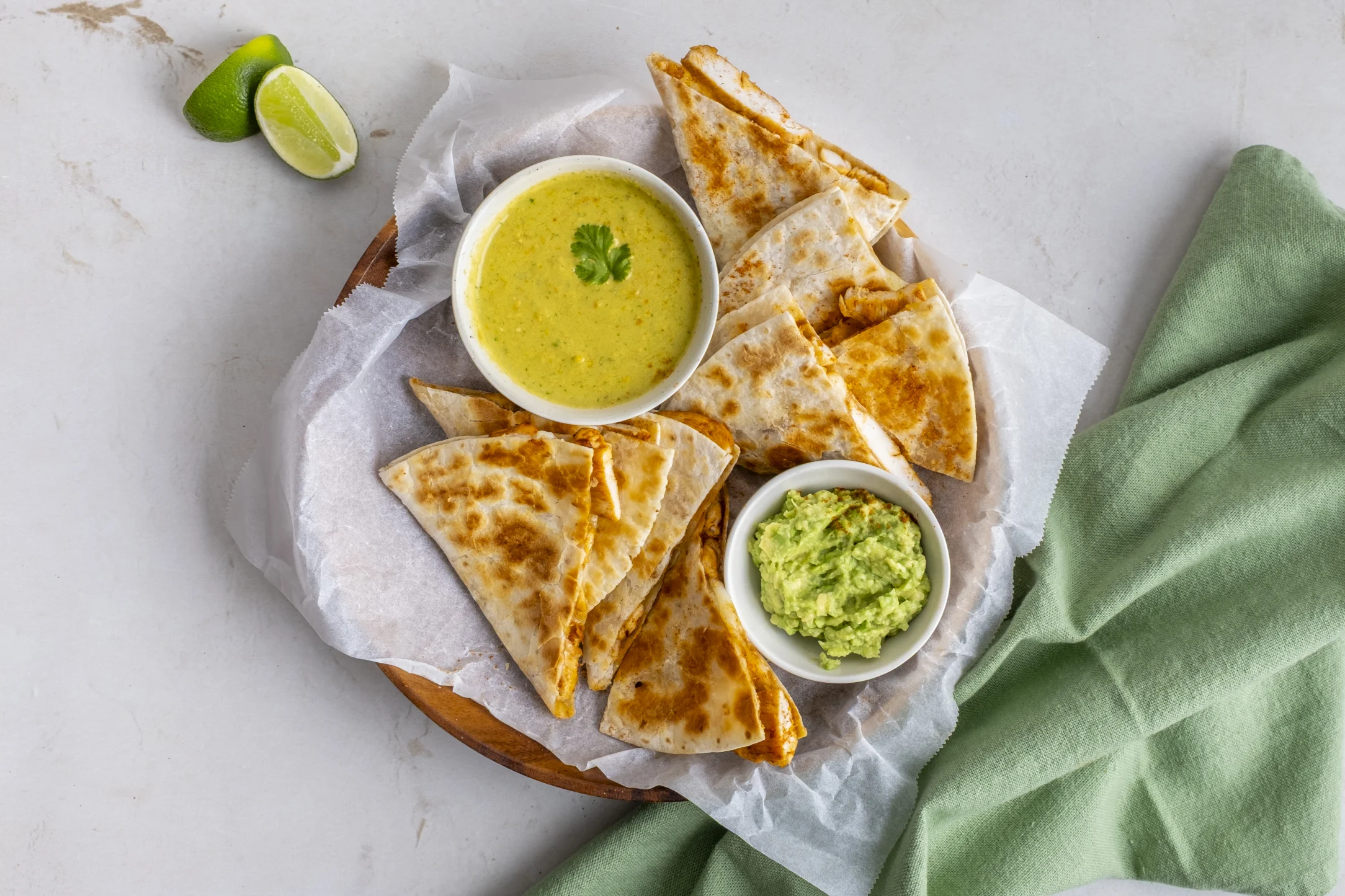 Smoky Chicken Quesadillas with Salsa and Smashed Avo