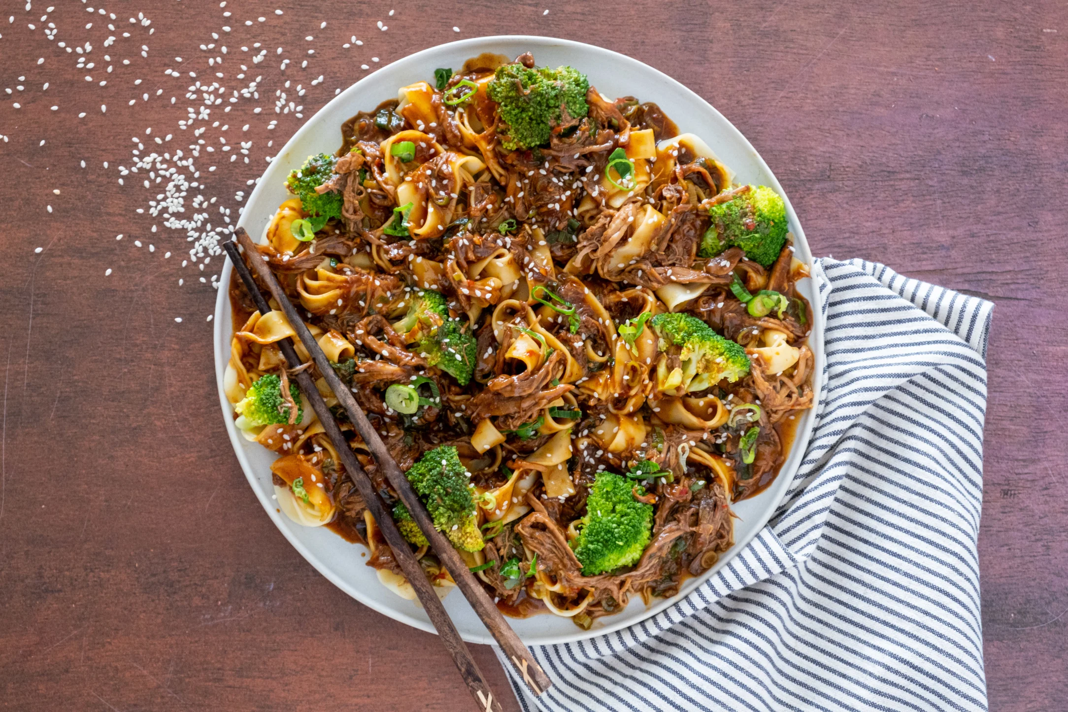 Quick Beef Chilli Noodles with Broccoli